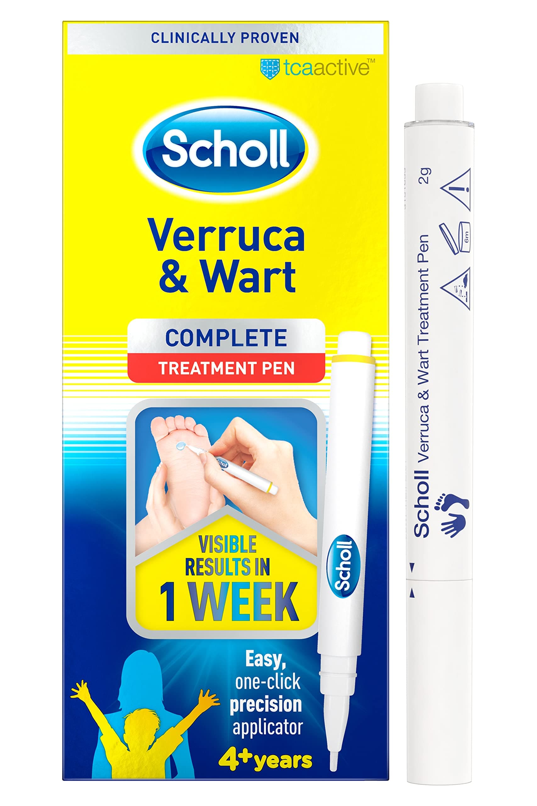 Dr. Scholl’s Verruca Treatment and Wart Remover Pen - Visible Results in 1 Week, Precision Tip for Removal of Warts & Verrucas on Hands & Feet, Suitable for Kids 4+, Easy Use 1-Click Applicator