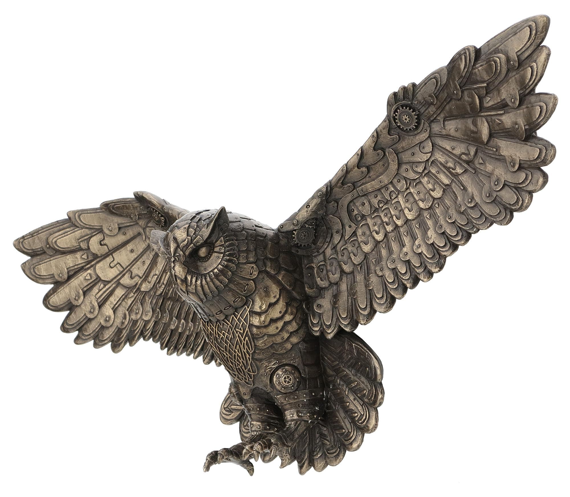 Veronese Design 21 5/8 Inch Steampunk Owl Open Wings Cold Cast Resin Bronze Finish Animal Wall Sculpture Plaque