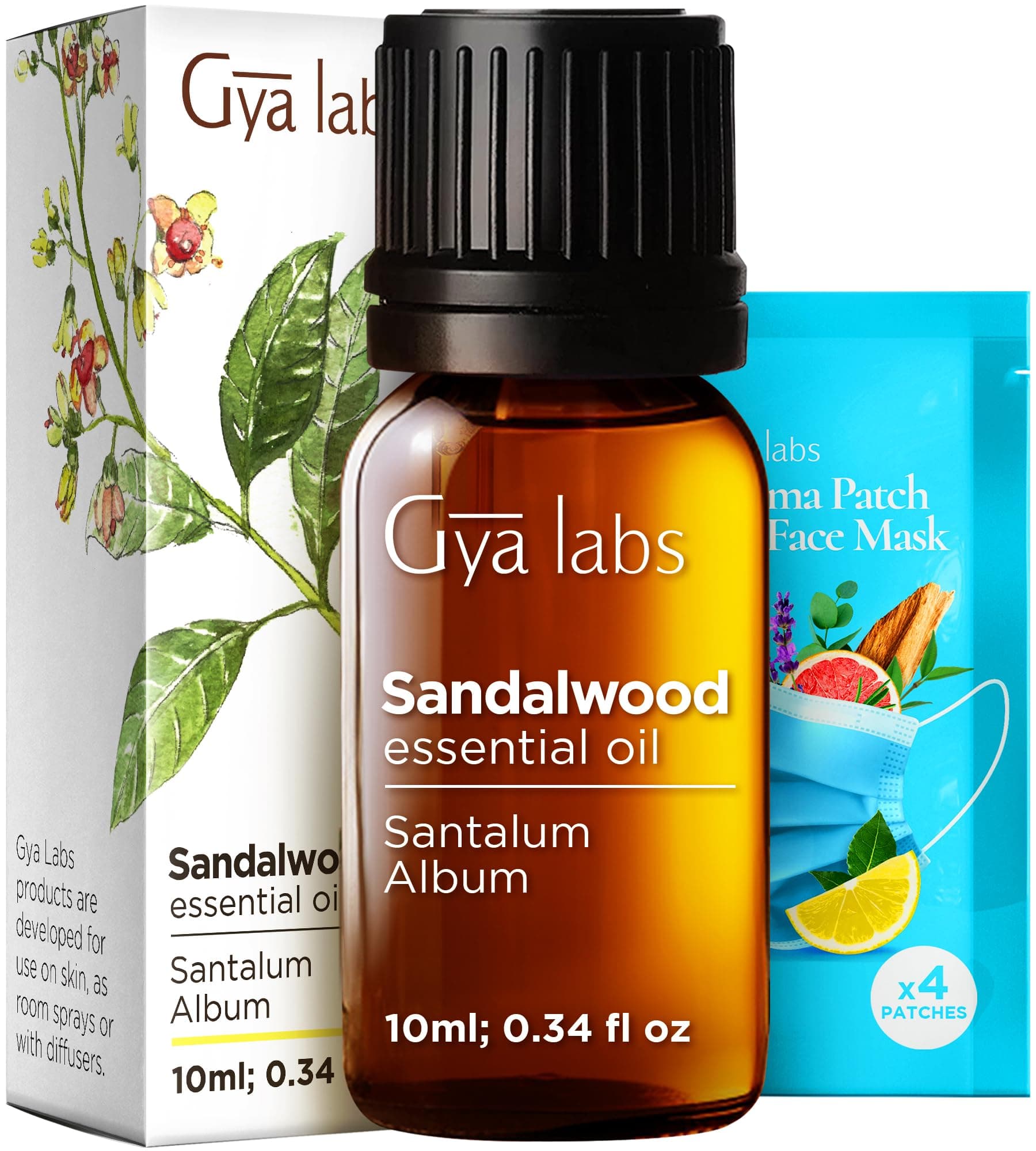 Gya Labs Sandalwood Essential Oils for Diffuser - Natural & Pure Sandalwood Oil - 100% Therapeutic Grade Sandalwood Essential Oil for Hair, Skin, Massage, Sleep & Perfume (10ml)