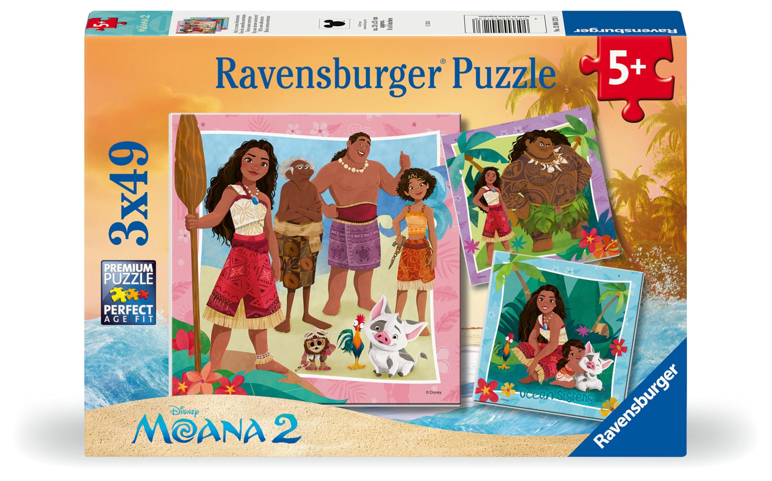 Disney Moana 2 Jigsaw Puzzles for Kids Age 5 Years Up - 3x 49 Pieces