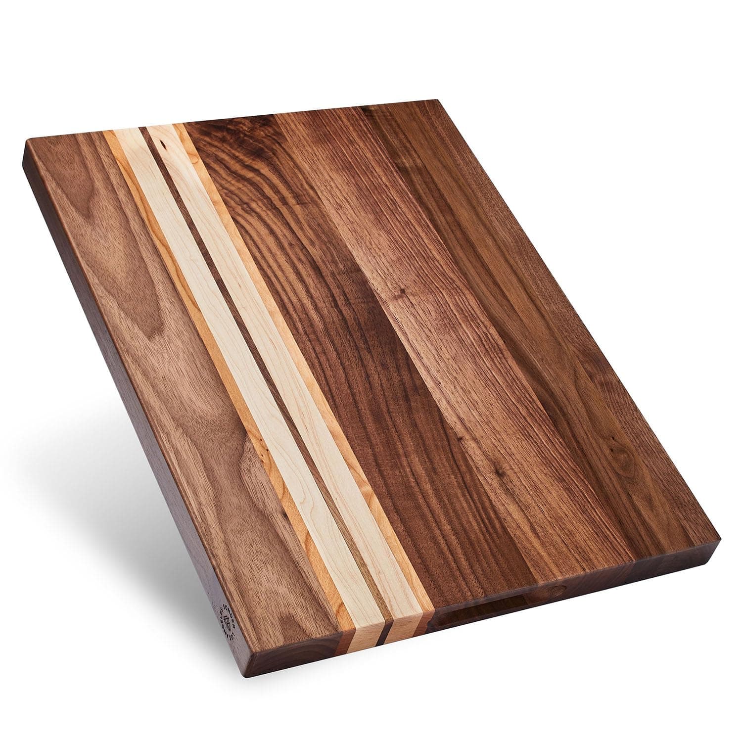 Sonder Los Angeles Large Multipurpose American Walnut Wood Cutting Board with Cherry/Maple Accents: 17x13x1.1in Reversible Charcuterie Board with Cracker Holder (Gift Box Included)