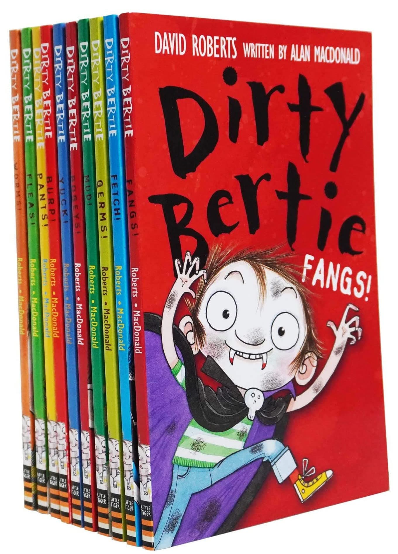 Dirty Bertie - Series 1 - David Roberts 10 Books Collection Set (Fangs, Fetch, Germs, Mud, Bogeys, Yuck, Burp, Pants, Fleas, Worms)