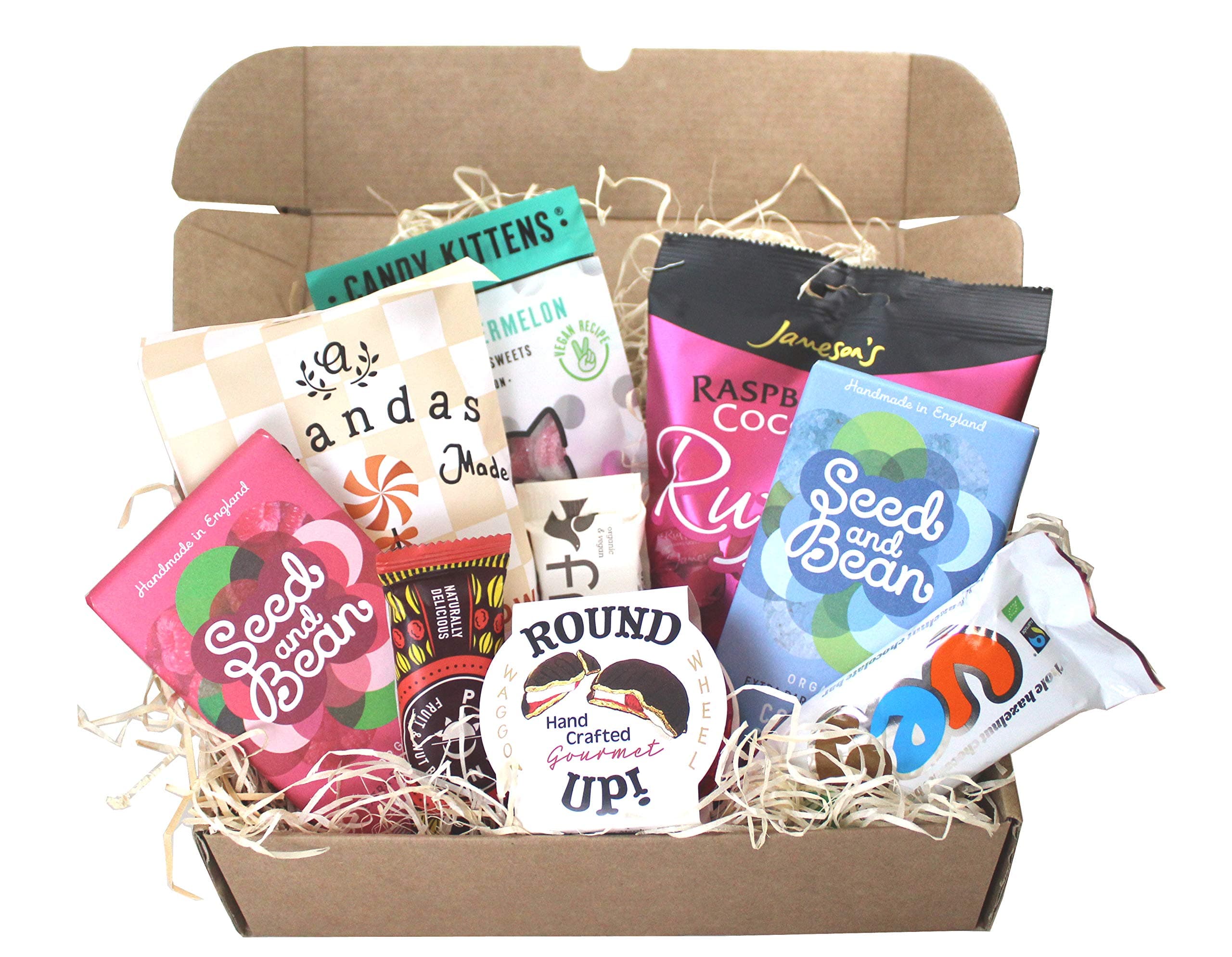 Vegan Chocolate and Sweet Gift Hamper -Vego Bar, Handmade Vegan Wagon Wheel, Gourmet Vegan Marshmallows and Much More Included in This Delicious Vegan Hamper