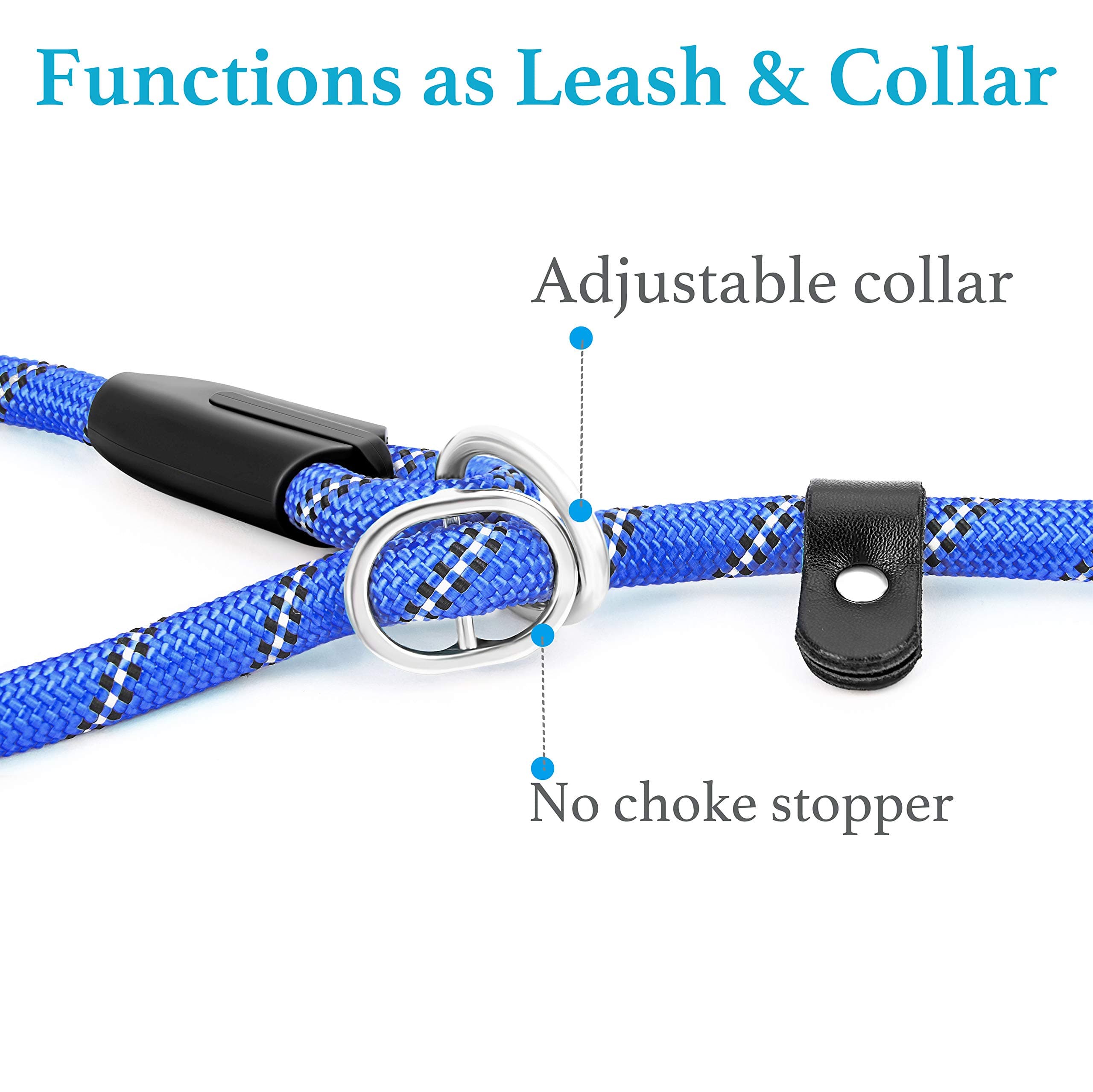(Small/Medium, 1.5m, Black/White) - Dog Leash Pet Rope Leash - Thick Durable Nylon Rope - Soft Handle and Light Weight Training Leash, 1.5m Long - For Small Medium Large Dogs - Buy 2, Get . Buy 3, ...