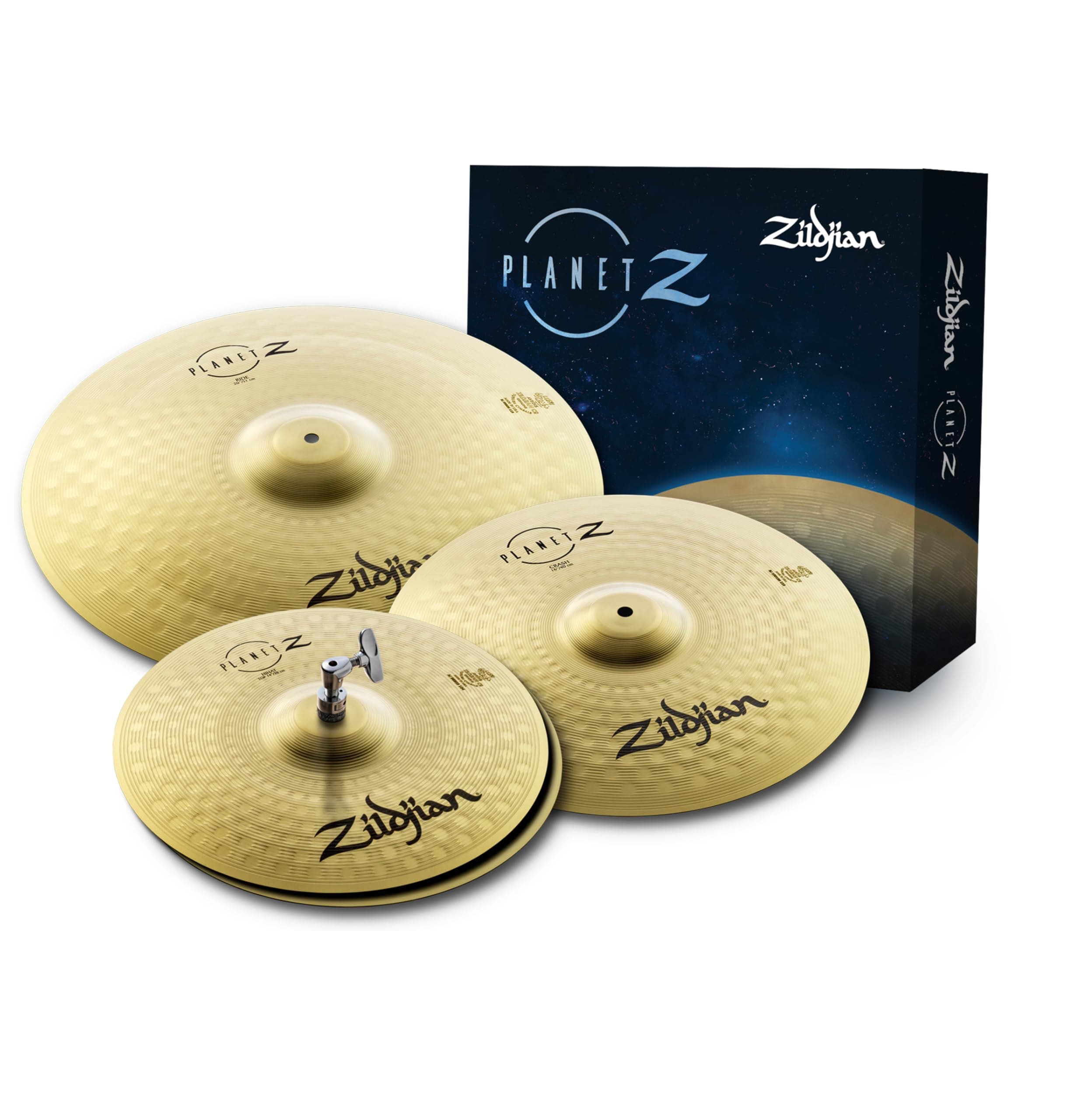 ZP4PK Planet Z Series - Complete Cymbal Pack - 14" Hi-Hats, 16" Crash, 20" Ride