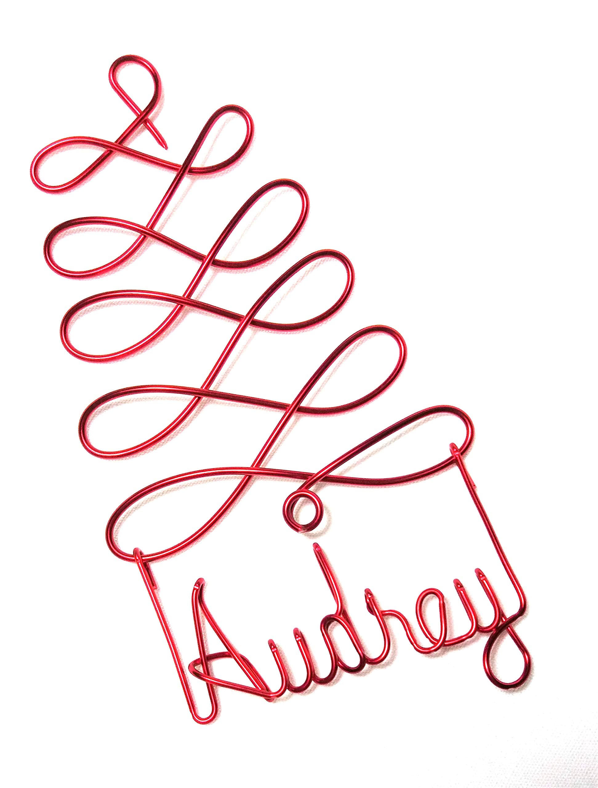 Personalized Christmas Ornament Red Tree Any Name Designed Up to 9 Letters, Gift Name Tag, Custom Name Tree Ornament, Personalized Holiday Ornament