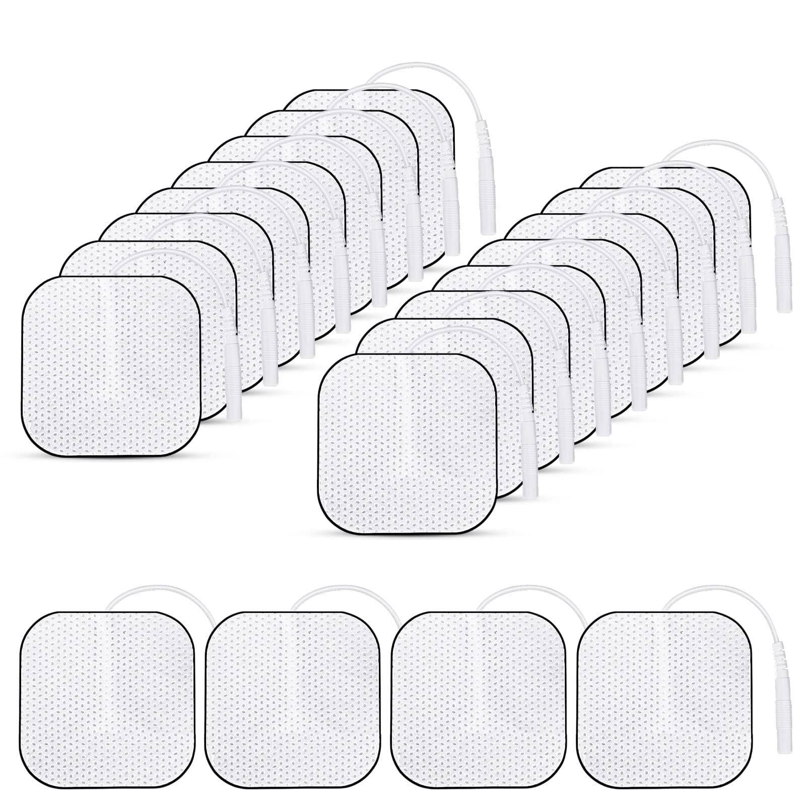 TENS Machine Pads, ONEVER 20 Pack Tens Electrodes Pads 40 x 40mm Replacement Electrode Pads with Upgraded Self-Stick Performance and Non-Irritating Design for Electrotherapy