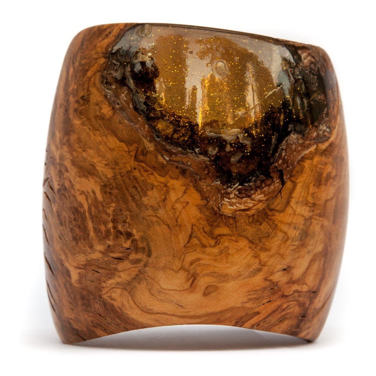 rizzello Sculptor β Ice Wood: Olive Wood Bracelet with Dual-Component Elements in Resin. Handmade. Cinque