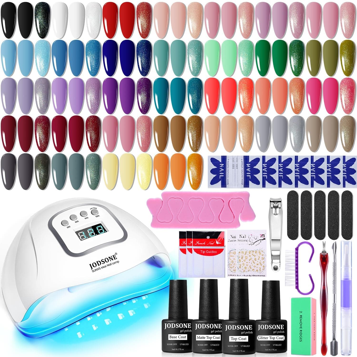 Gel Nail Polish Kit With UV Light - 32 Colors Soak Off Gel Set, Manicure Tools, Gifts for Women