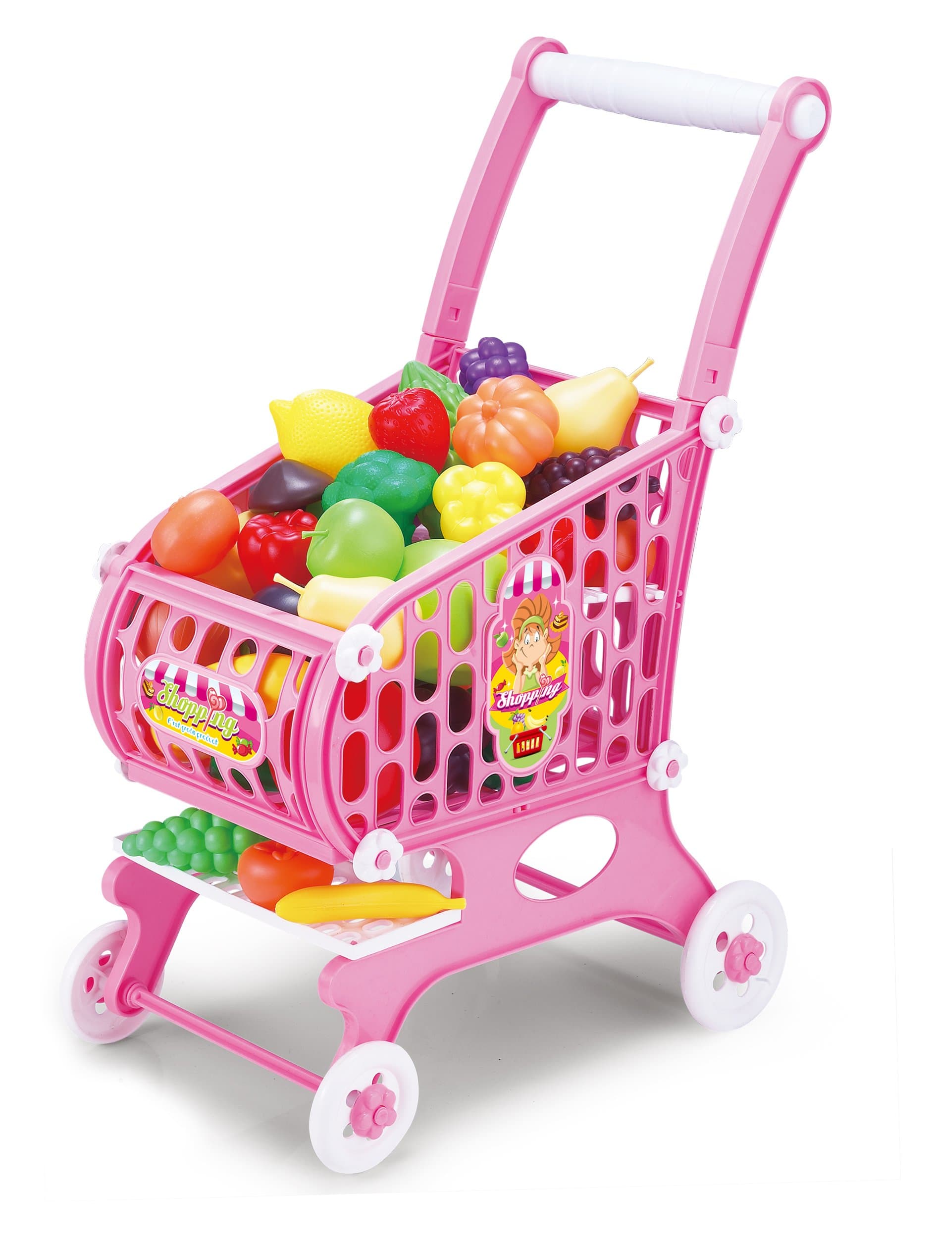 Kids & Toddler Toy Shopping Cart, 48Piece Play Set Children's Grocery Shopping Pretend Game