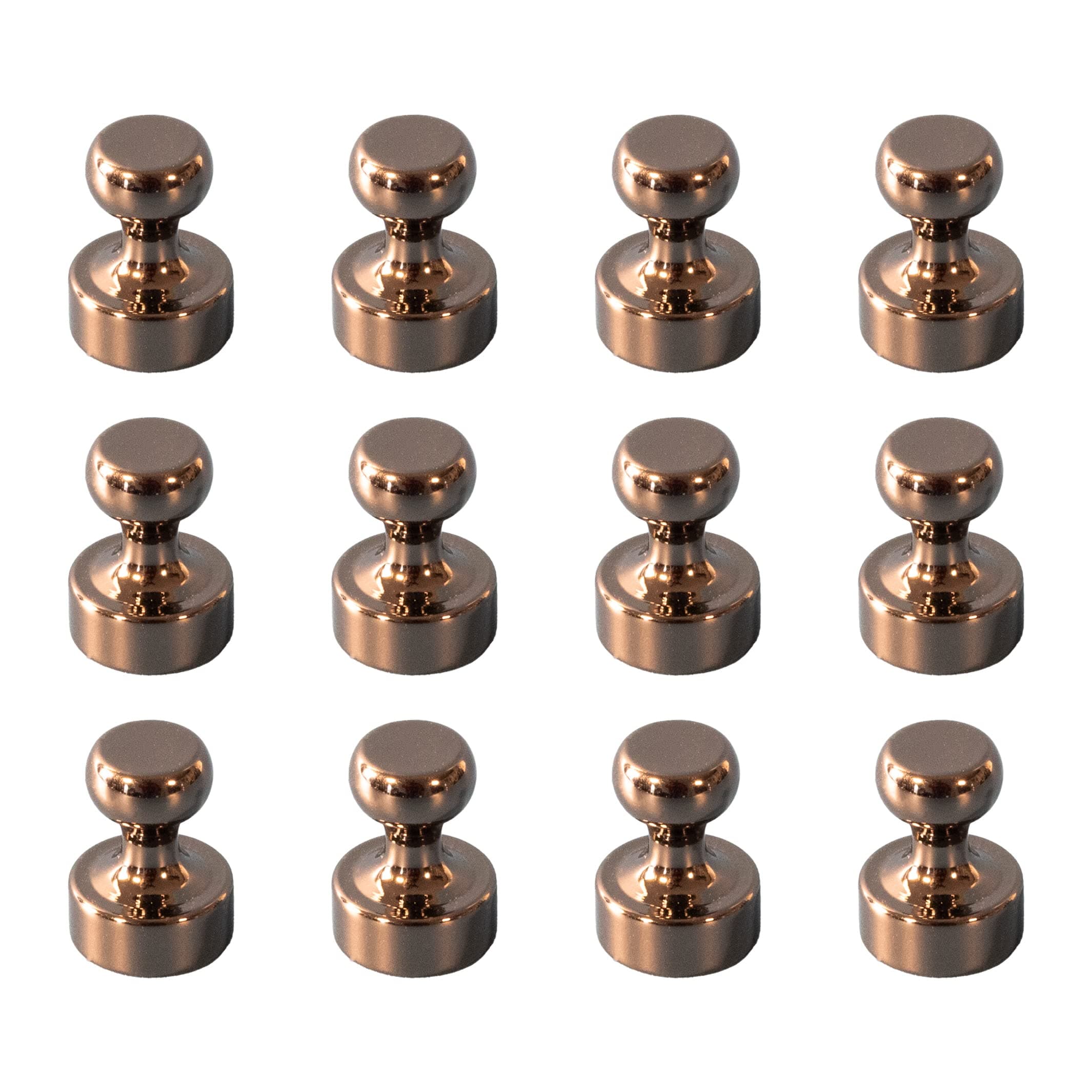 Brute Magnetics 12Pcs Brushed Bronze Magnetic Push Pins- Versatile Classroom, Kitchen, and Office Magnets - Ideal for Fridge, Locker, Whiteboard- Strong Neodymium Magnet for Secure Hold