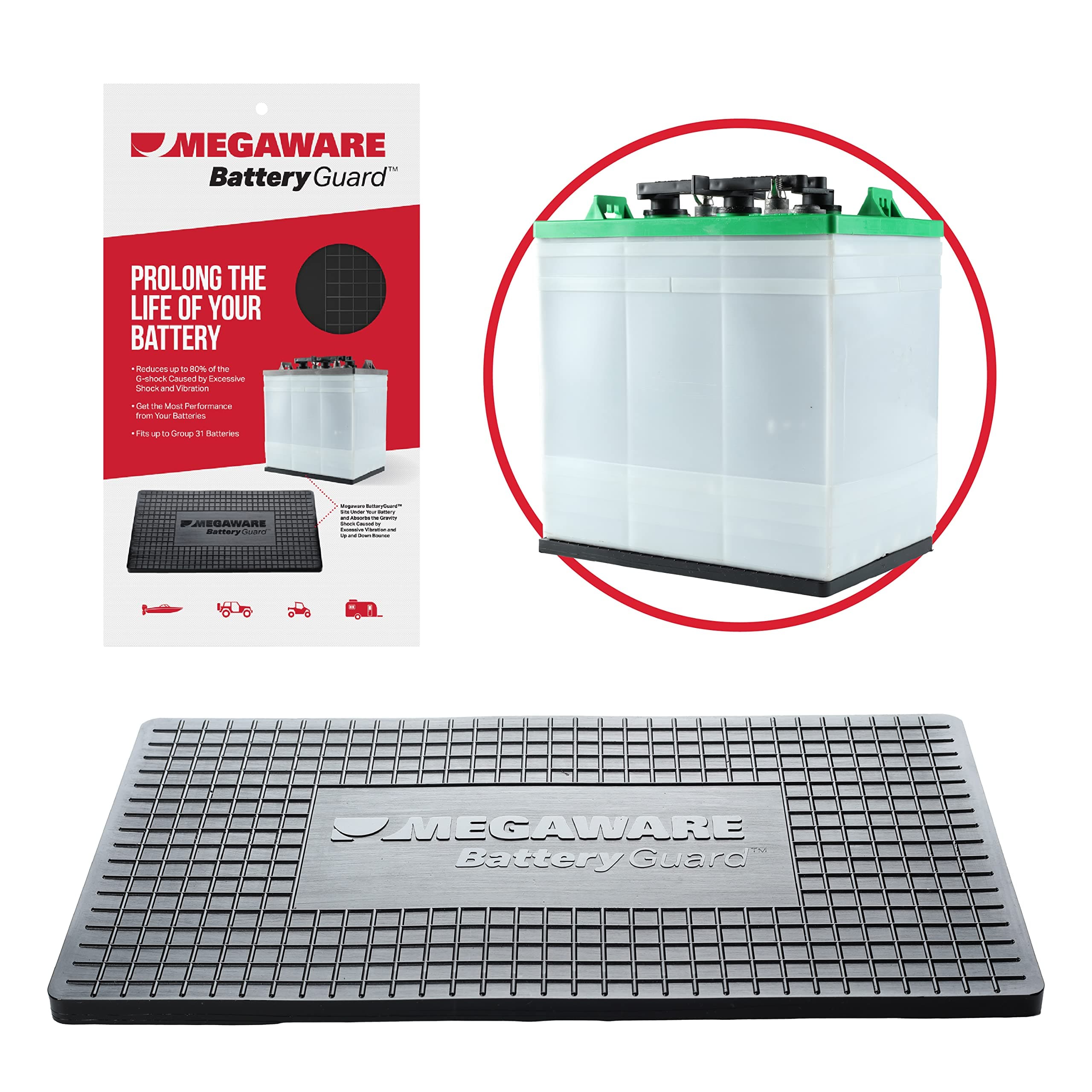 MEGAWARE KEELGUARD BATTERYGUARD Battery Protector - Shock & Vibration Absorber