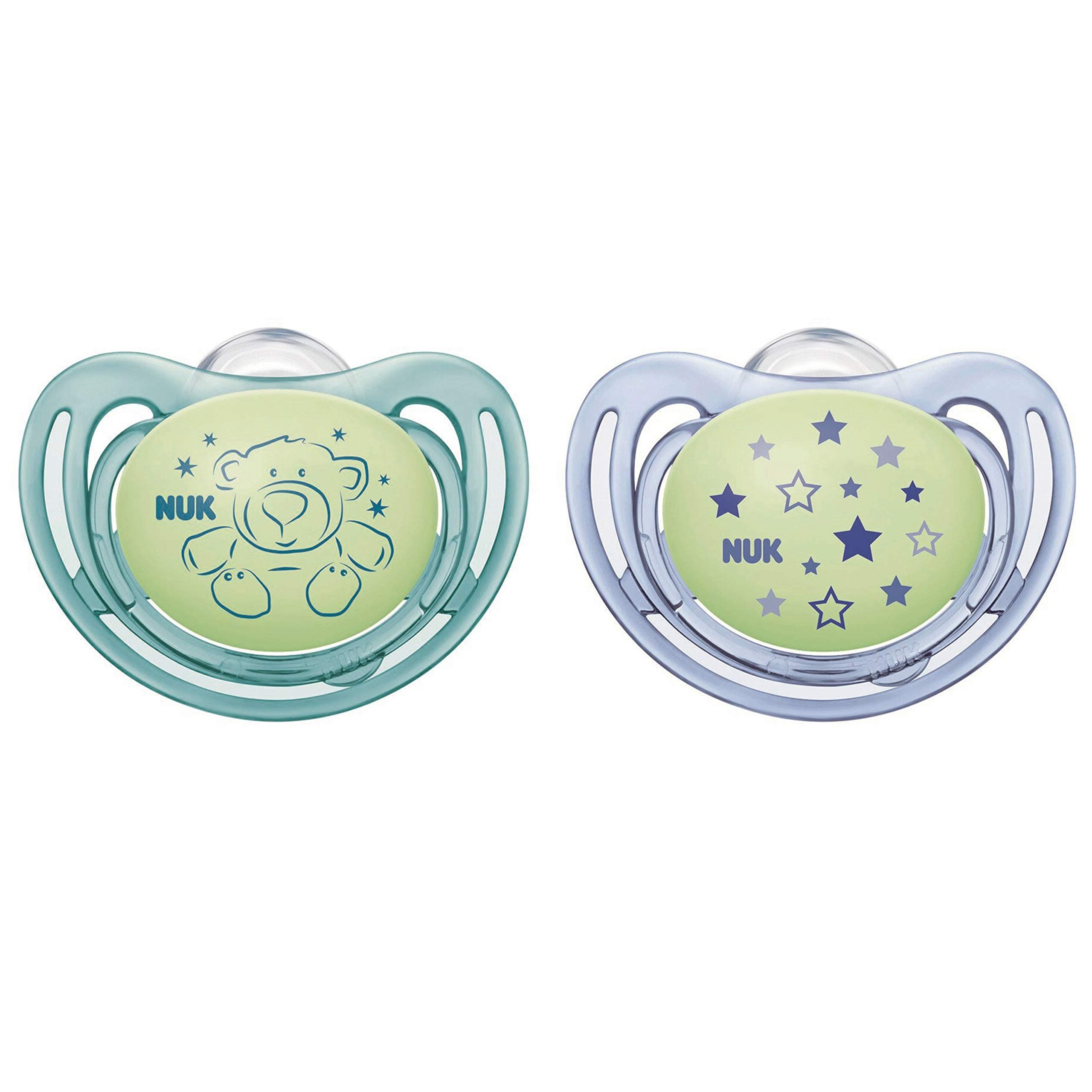 Airflow Glow-in-The-Dark Pacifiers, Baby Boys, 0-6 Months, 2 Pack, 0.09 Pounds