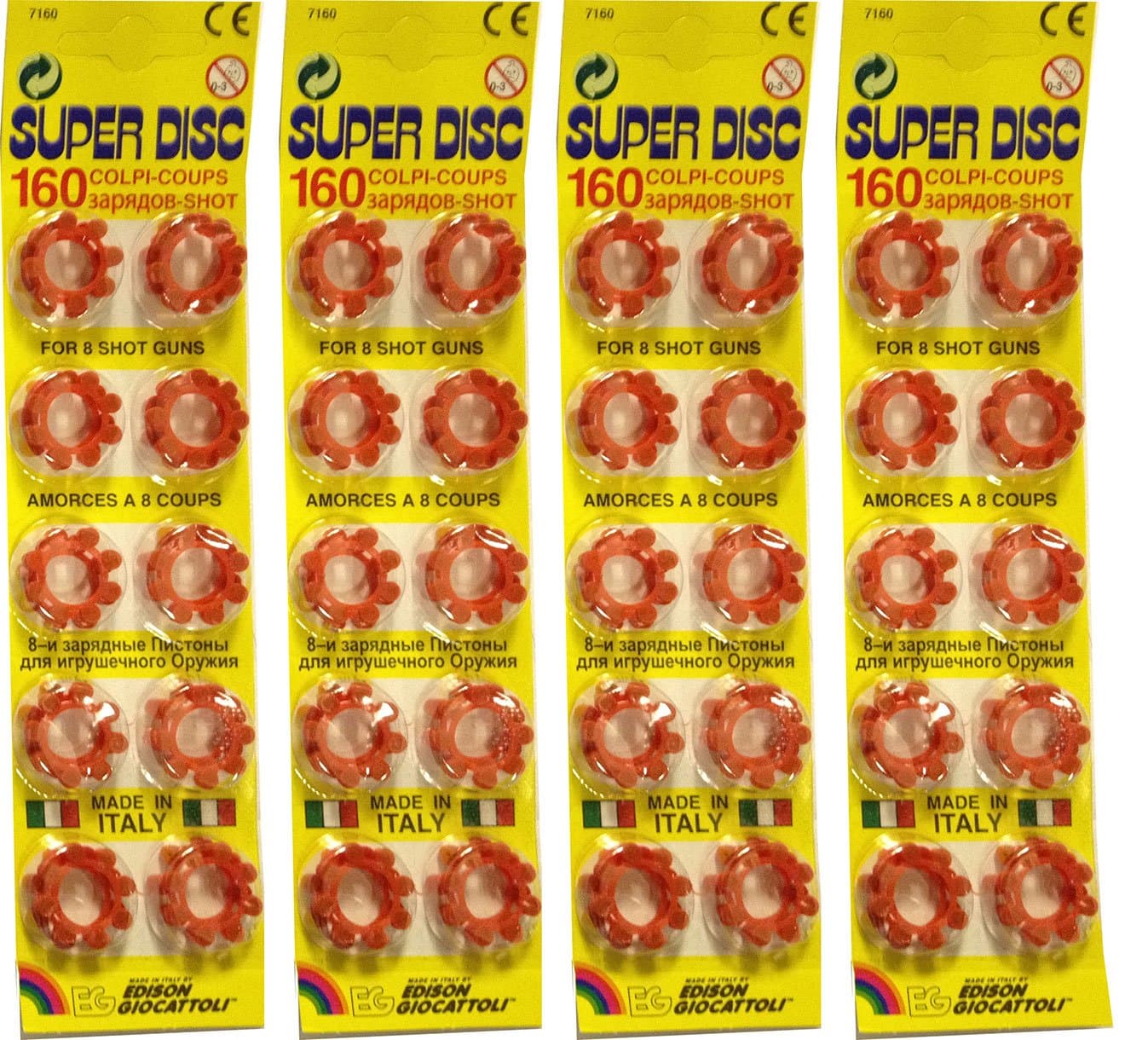 Edison Giocattoli 8 Shot Caps x 4 Packs 640 Shots