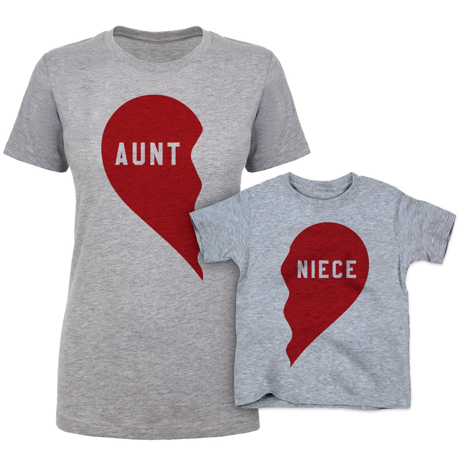 Aunt and Niece Split Heart Matching Adult T Shirt and Toddler Set