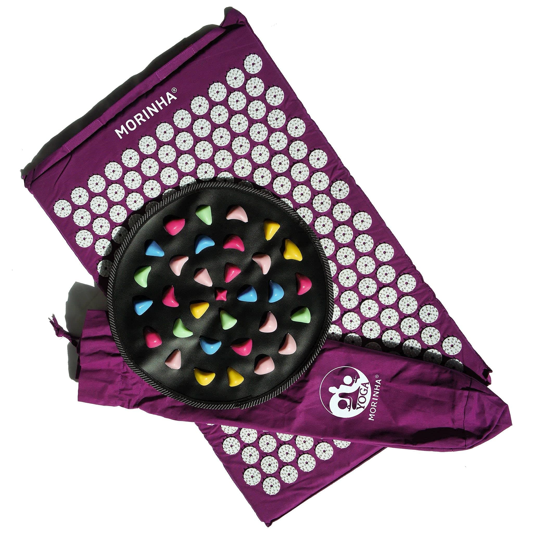 Spinal Acupressure Mat Yoga Fitness Nail with Spike Tongue (Without Pillow Prickle) for Sciatica, Back and Neck Pain Relief and Stones Foot Rug Relax Muscle Anti-Stress, Purple Travel Bag