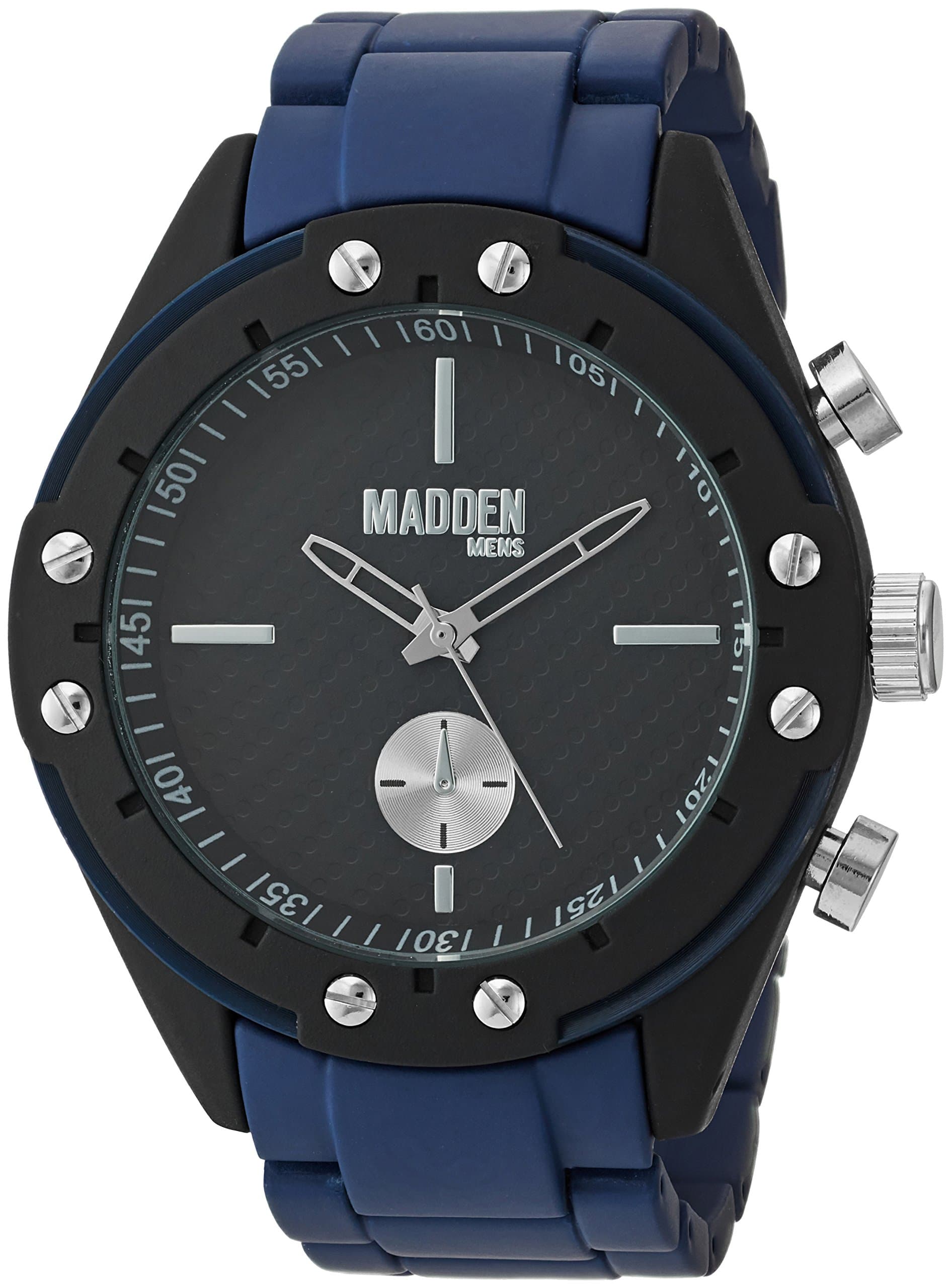 Steve Madden Men's Stainless Steel Japanese-Quartz Watch with Alloy Strap, Blue, 22 (Model: SMMW003NB)