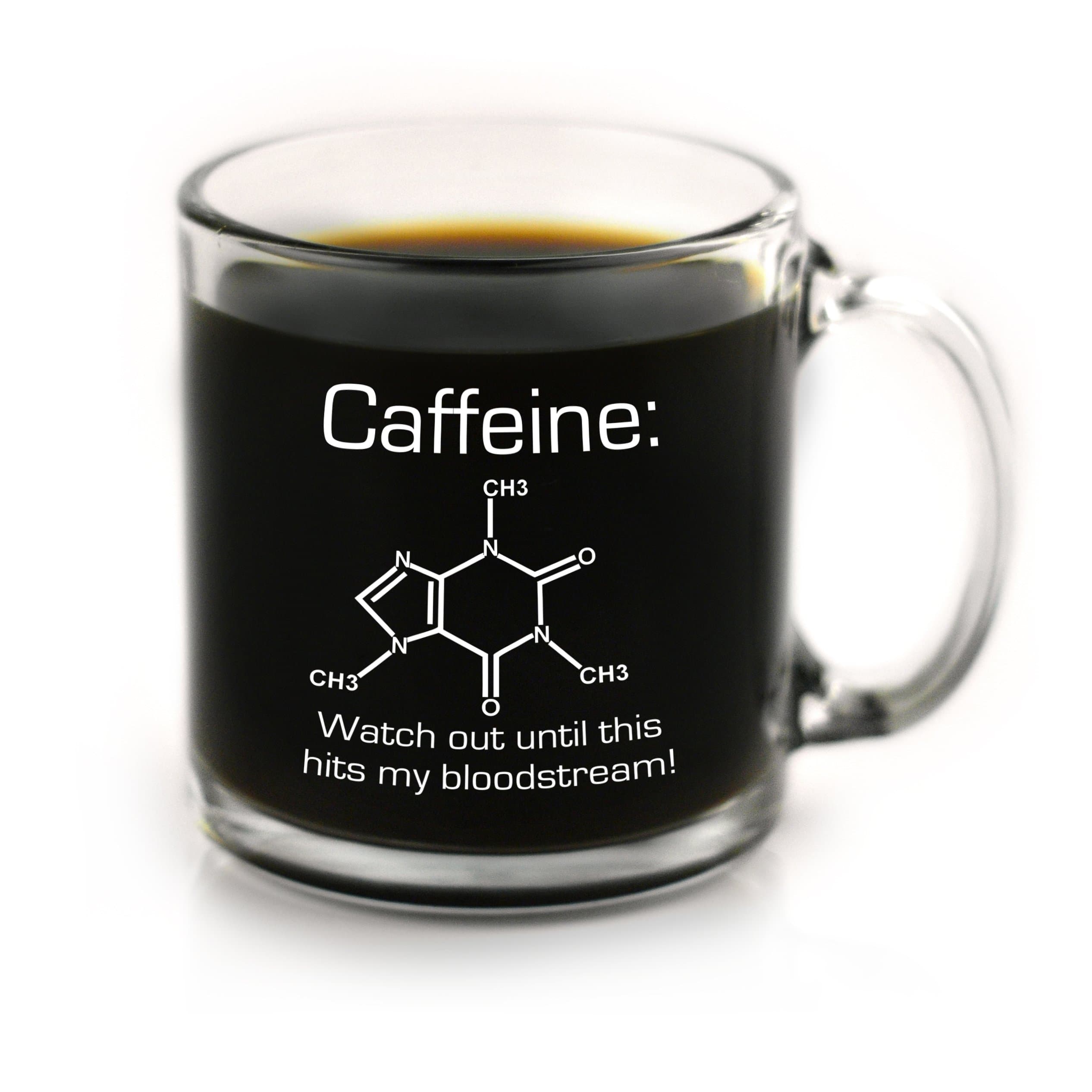 Glass With a Twist Funny Chemistry of Caffeine Coffee Mug