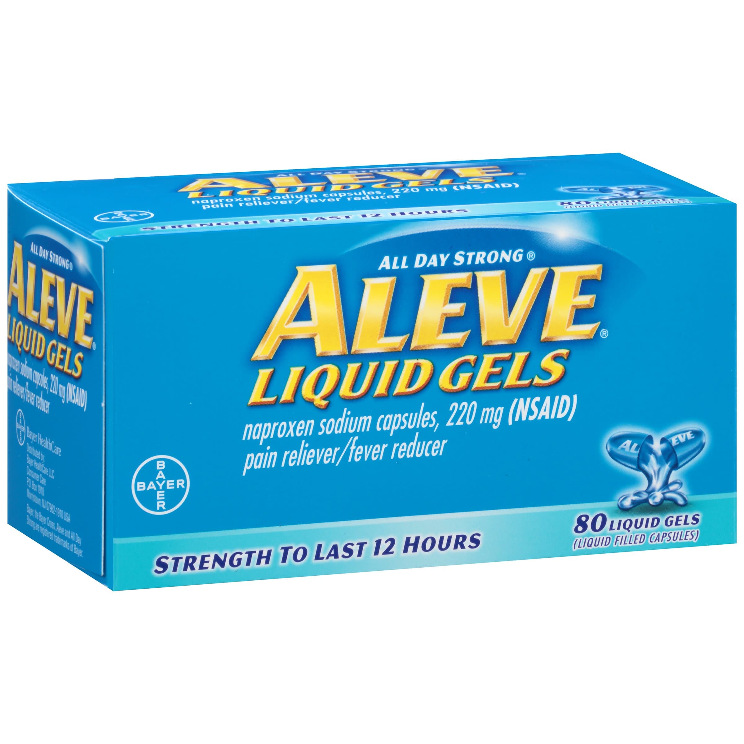 Aleve Liquid Gels With Naproxen Sodium Mg Pain Reliever Fever Reducer Count 80 Count (Pack of 2) Multi