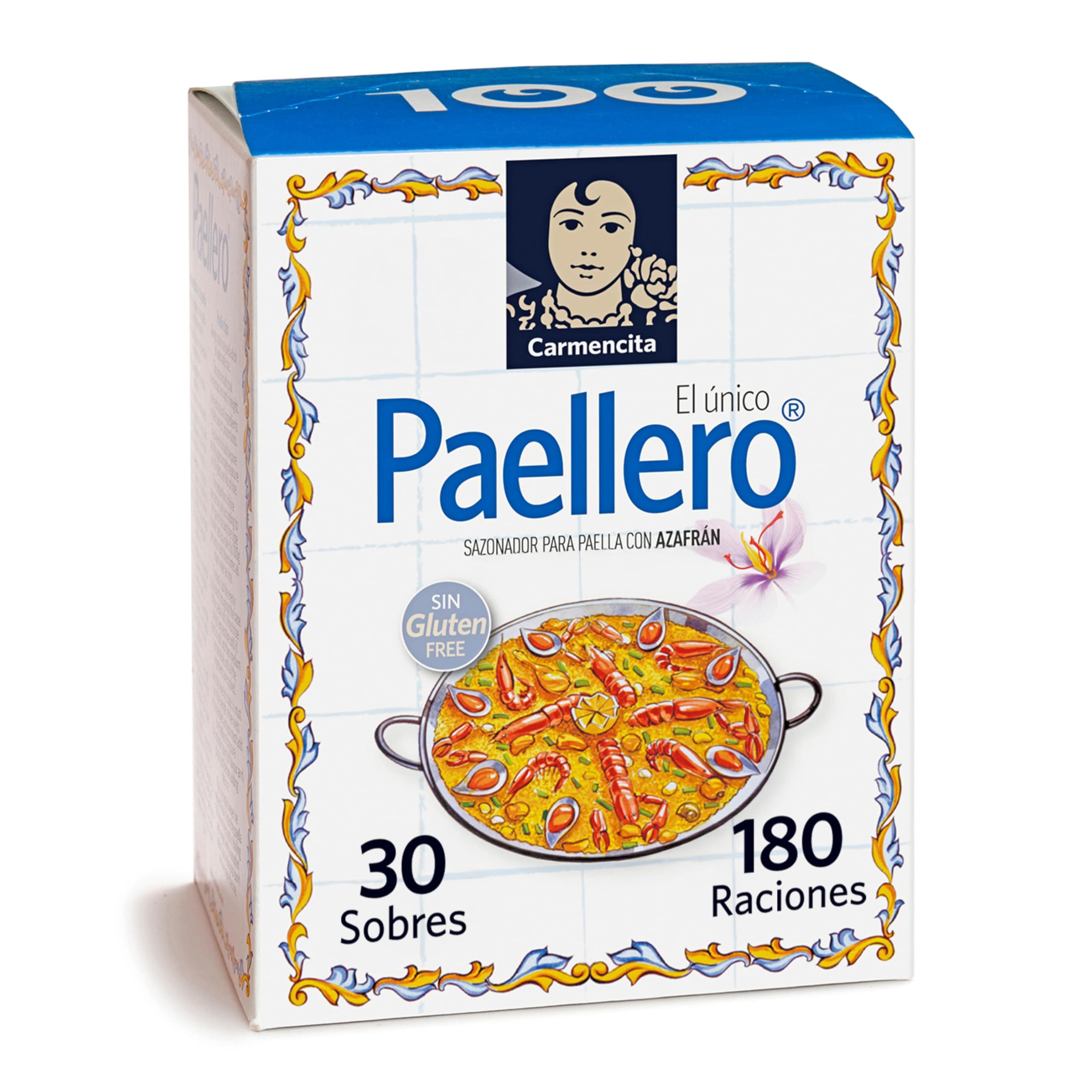 Paella Seasoning Mix - Traditional Spanish Rice Spices Blend for Paella & Rice Dishes, A Blend of Saffron, Garlic, Paprika, Pepper, Salt, and Cloves - 30 Sachets, 180 Servings