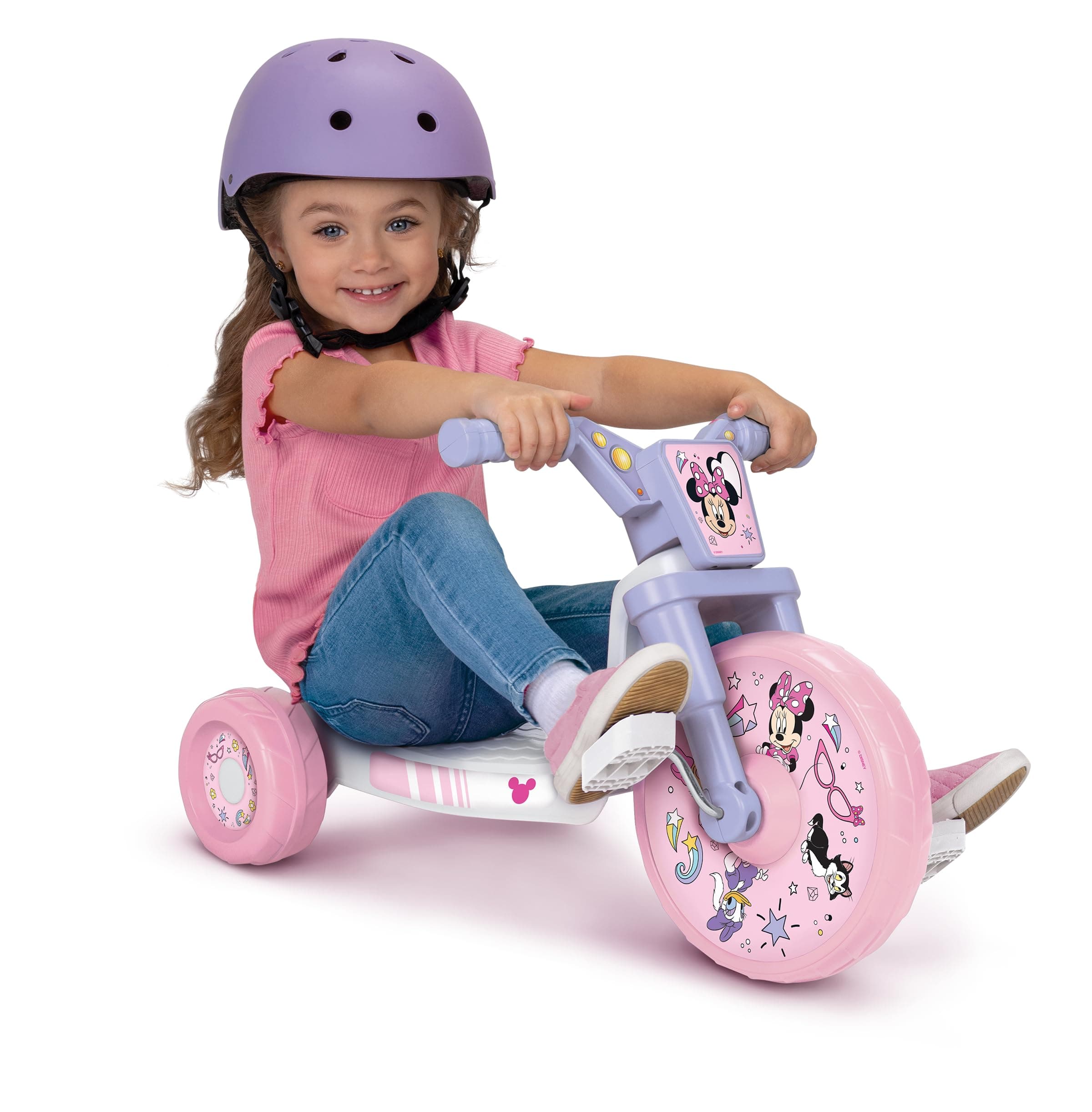 Daniel Tiger's Neighborhood Minnie Ride-On 10" Fly Wheels Junior Cruiser Tricycle with Sounds - Toddler Bike Trike, Ages 2-4