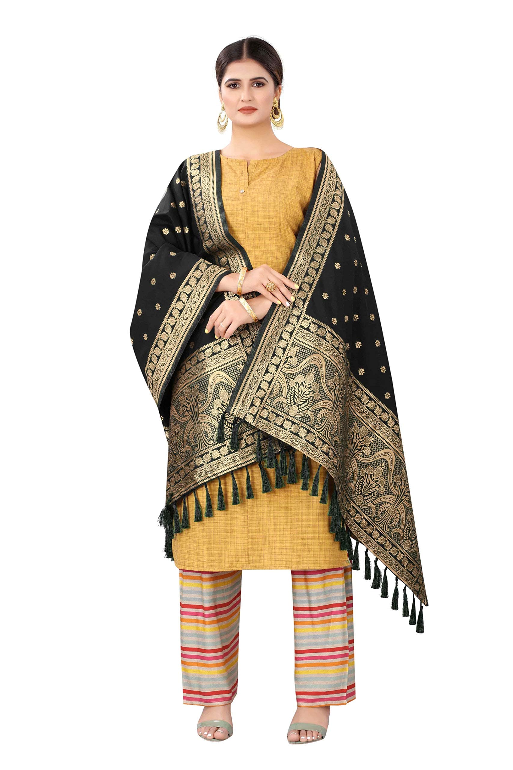 Enthone Women's Fancy Woven Banarasi Silk Dupatta(SZ-DP-BUTTA)