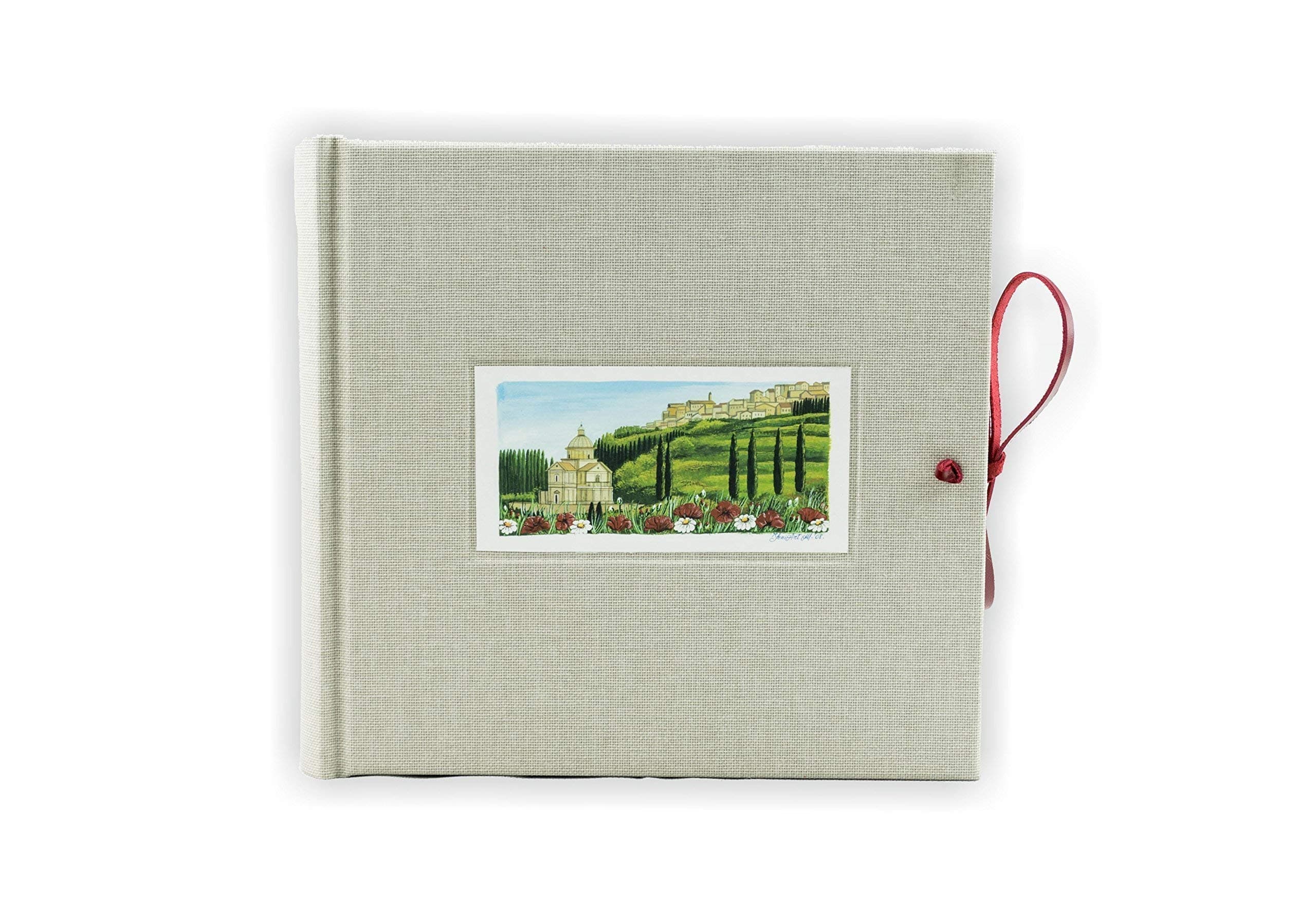 Photo Album Bound in Canvas, Grey, H20xL20, Home Collection, Hand Made in Italy by Legatoria Toscana, Tuscan Handcrafted