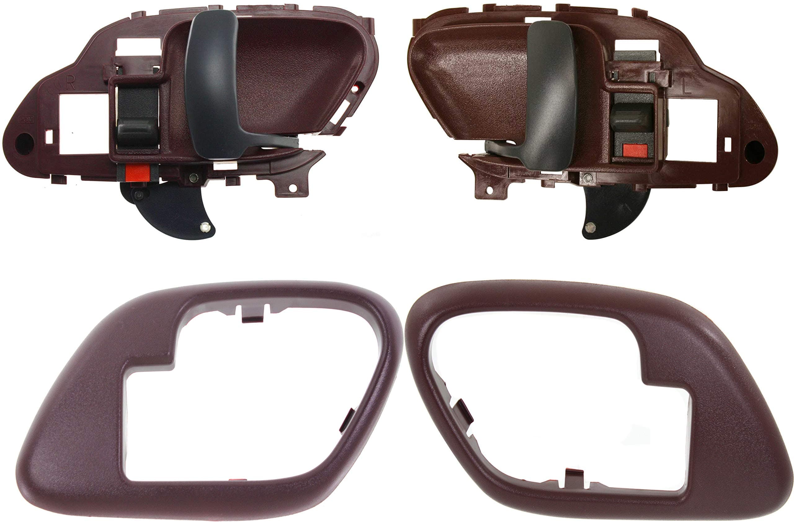 Garage-Pro Interior Door Handles For 1995-2000 Chevrolet Tahoe, C2500, C3500, C3500HD, K2500, K3500 Front, Driver and Passenger Side, Red Bezel Black Lever