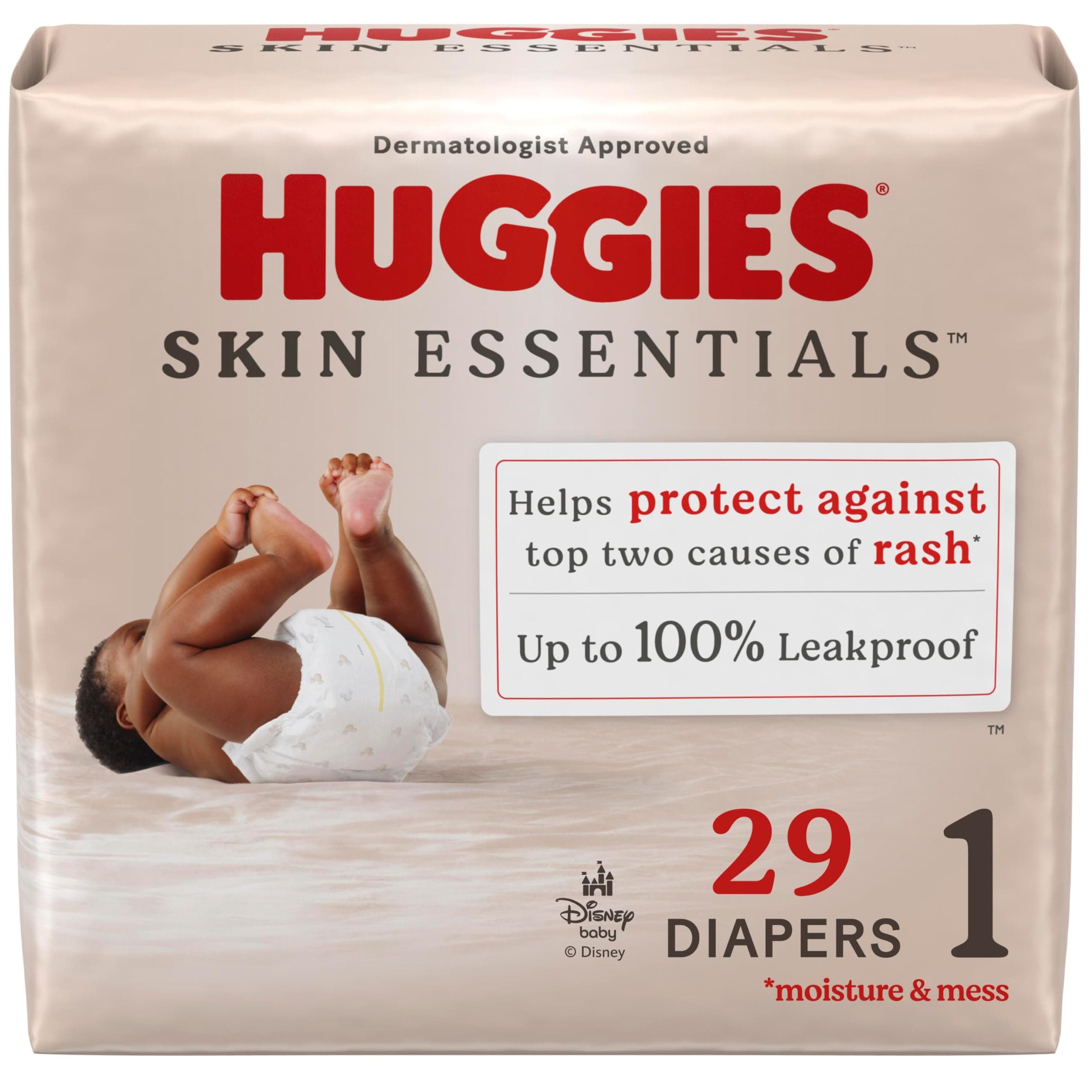 Size 1 Diapers, Skin Essentials Baby Diapers, Size 1 (8-14 lbs), 29 Count, Packaging May Vary