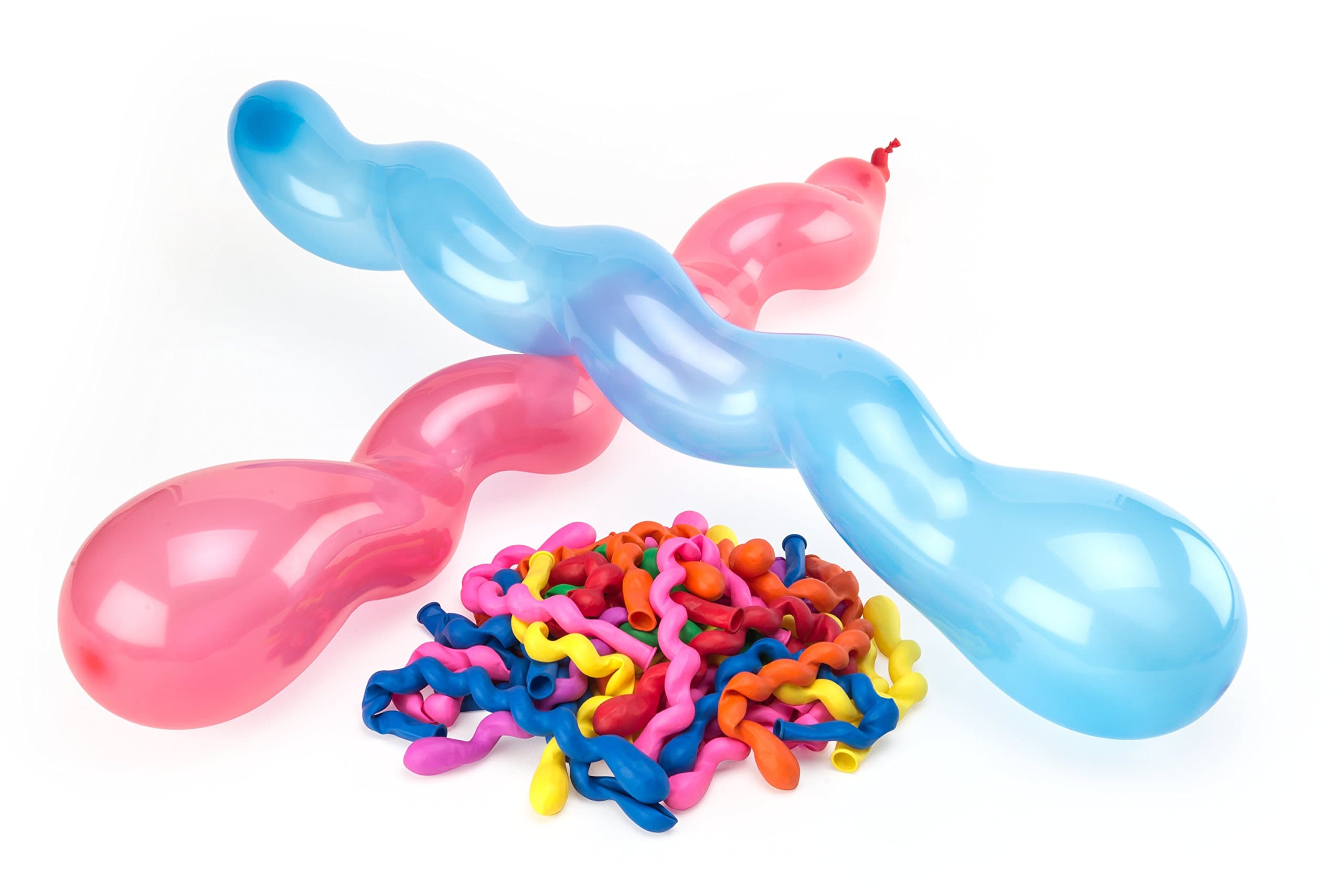 100 Premium Quality Spiral Party Balloons: Assorted Color Unique Twisted Latex Balloon for Birthdays and Events, LLC