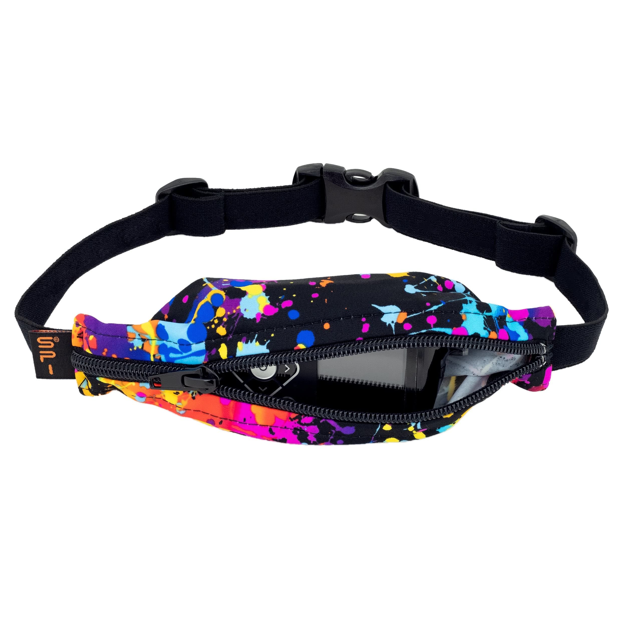 SPIbelt Kids Pocket Belt, Expandable Pocket, Adjustable Waist Belt, No Bounce, No Logo Band, Rave with Black Zipper
