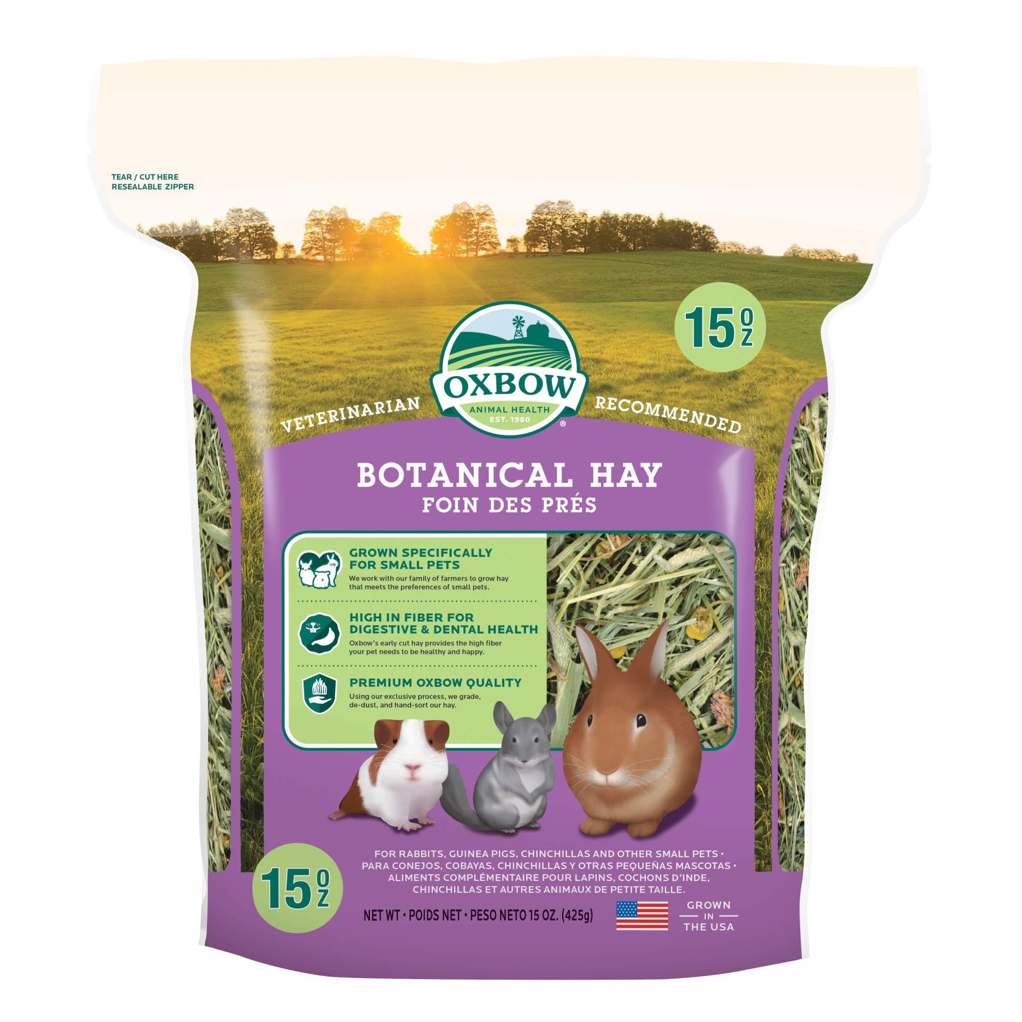 Animal Health Botanical Hay For Small Animals, 15 Oz, Multicolour, 529.00900.3, Oxbow Animal Food