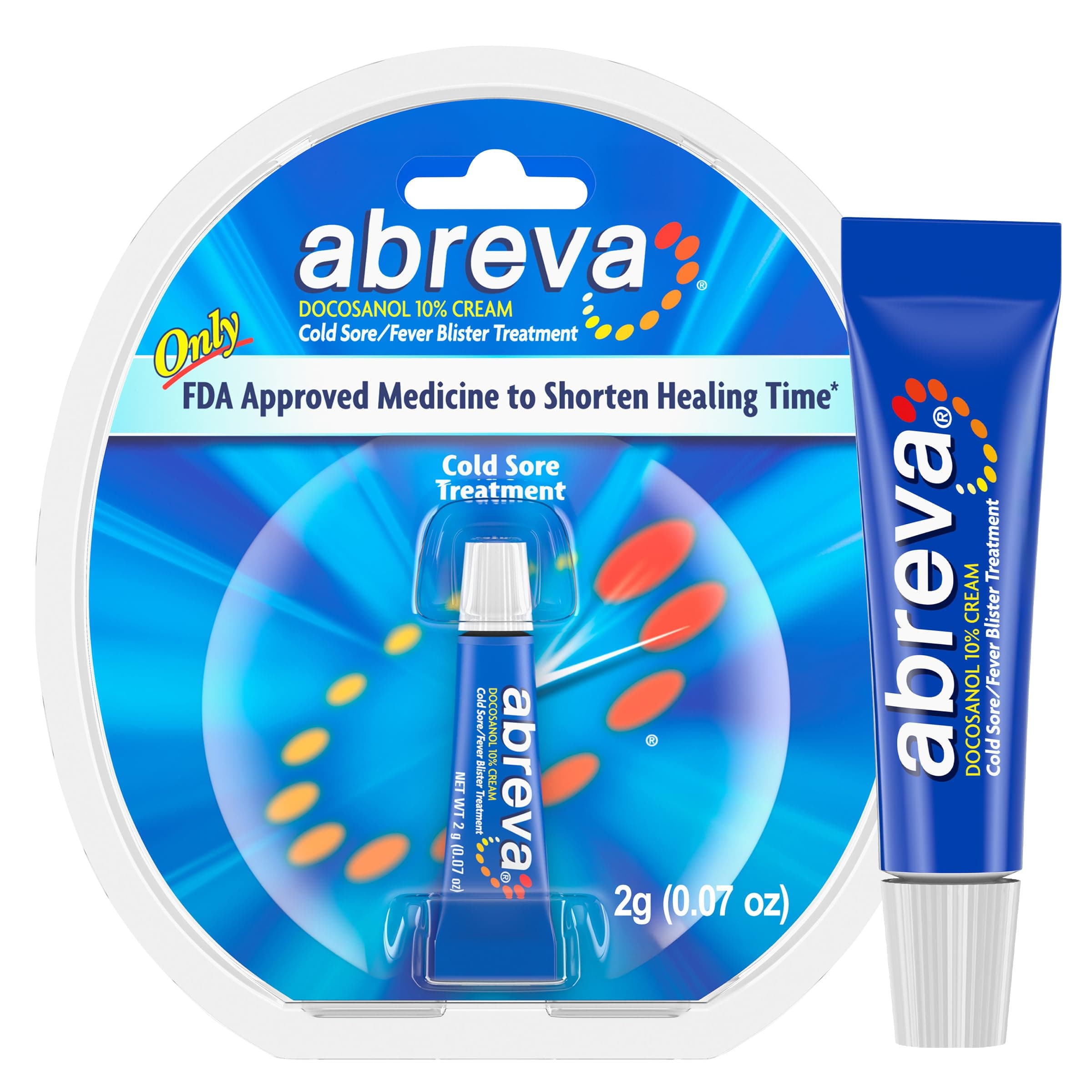 Abreva Docosanol 10% Cream Cold Sore/Fever Blister Treatment,2g - Tube