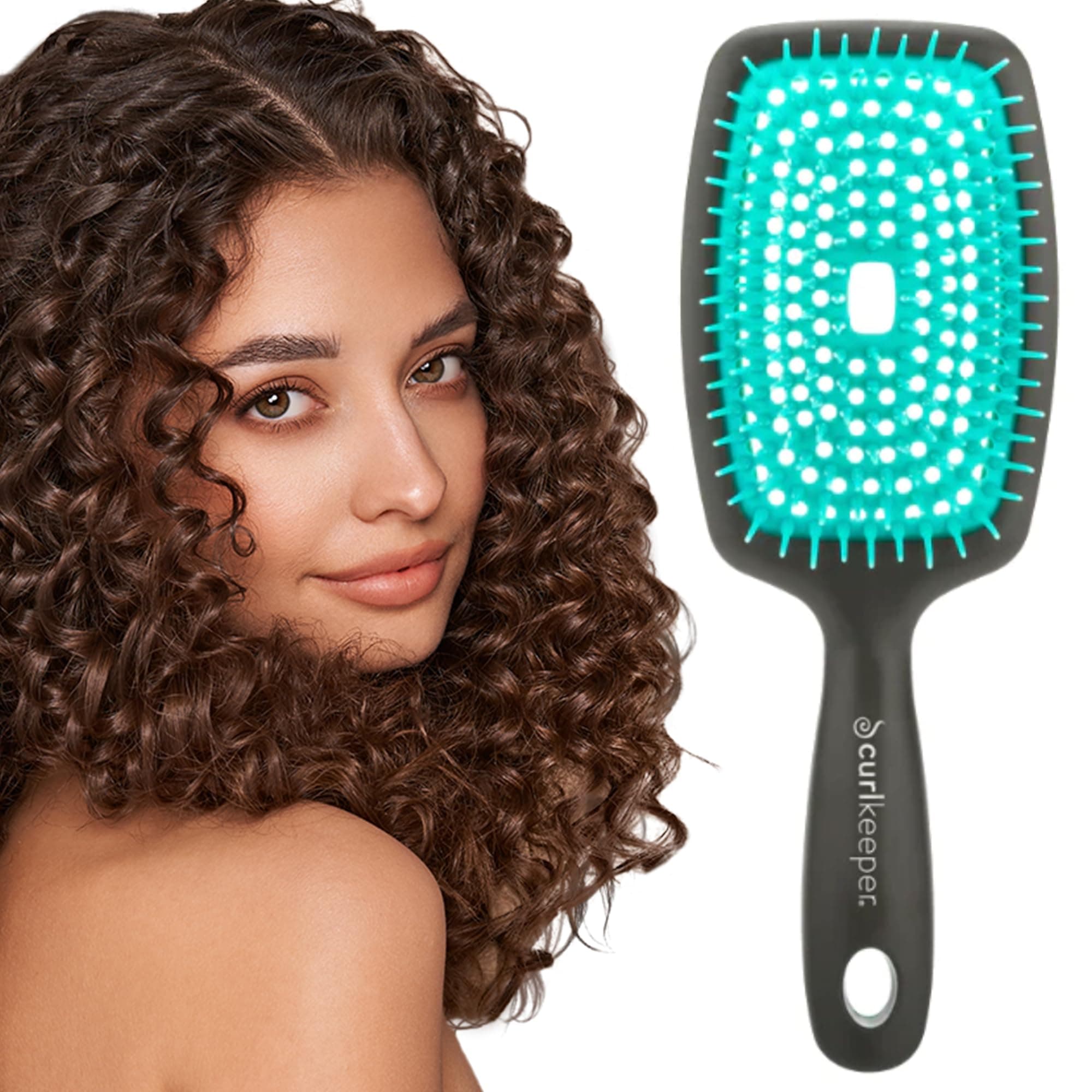 Flexy Hair Brush, Turquoise - Detangling Hair Brush with Flexible Bristles for Shower Use, Combing Through Curls & Removing Tangles - Lightweight Hair Accessories for All Hair Type