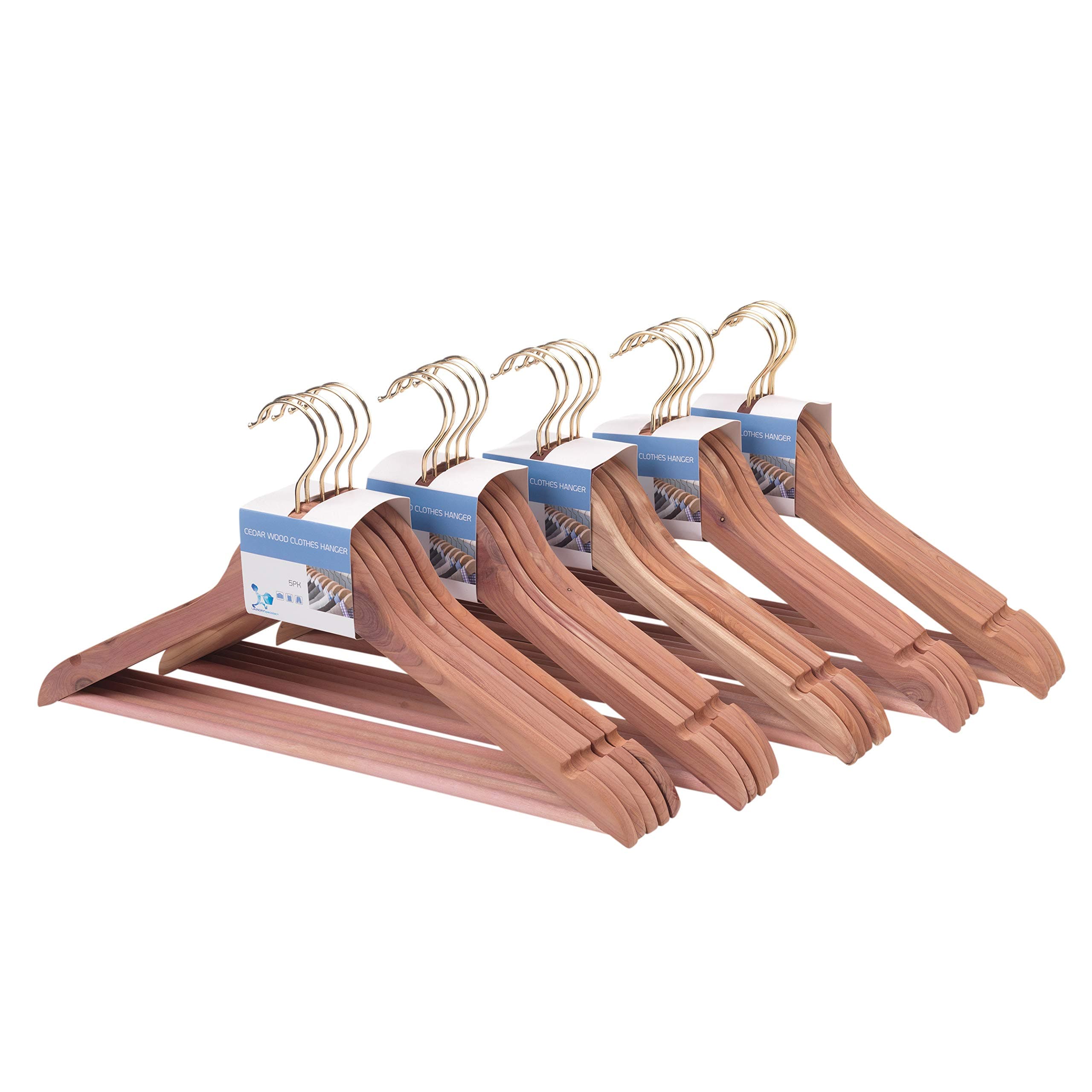LAUNDRYSpecialist® CEDAR WOOD CLOTHES HANGER set of 30 – Premium quality Cedar Wood clothes hangers to provide natural protection against moths and other insects – Dim. 44.5 x 23 x 1.1 cm