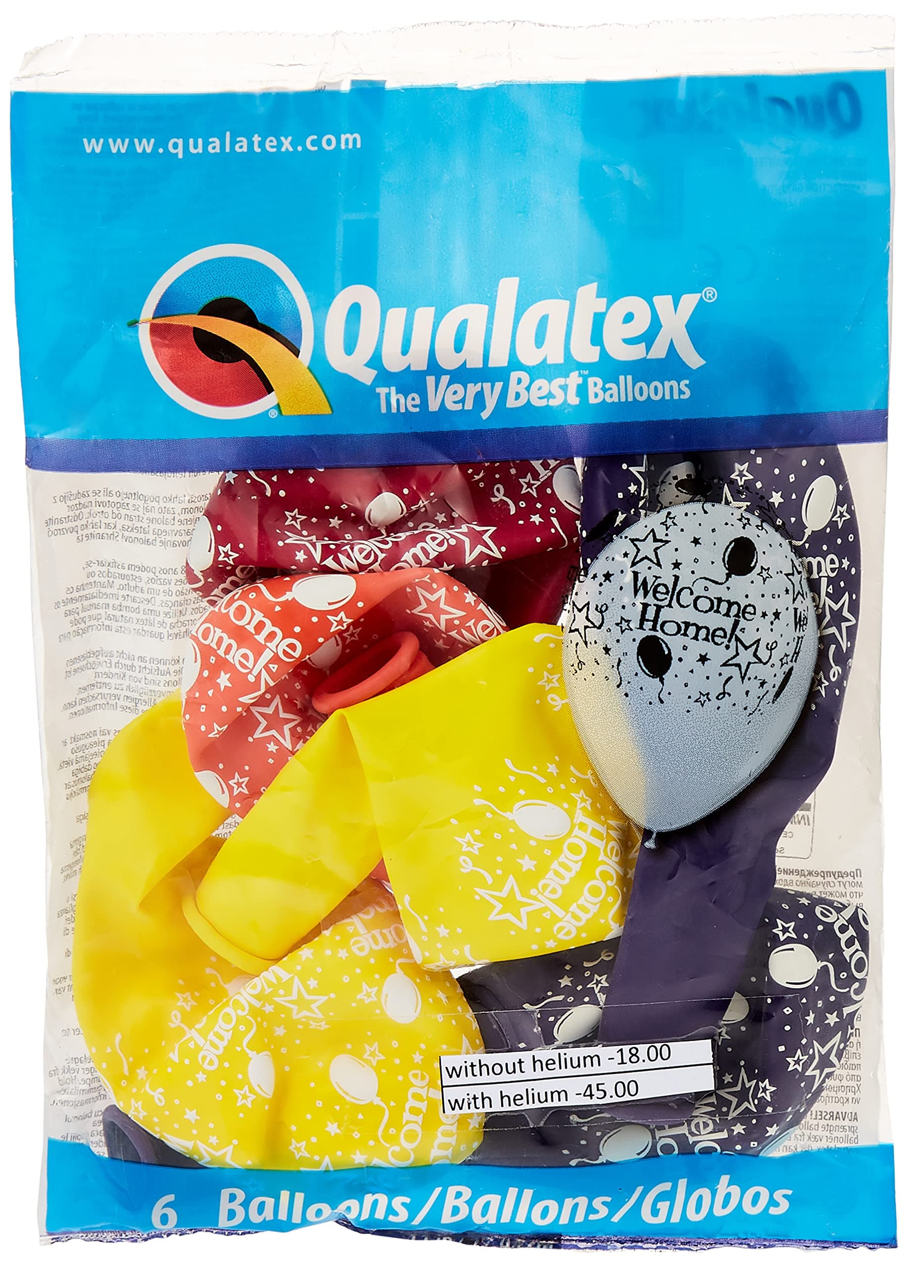 Qualatex Welcome Home! Stars Printed Latex Balloons 6 Pieces, 11 Inch Size, Tropical Assorted, 18038, Birthday General