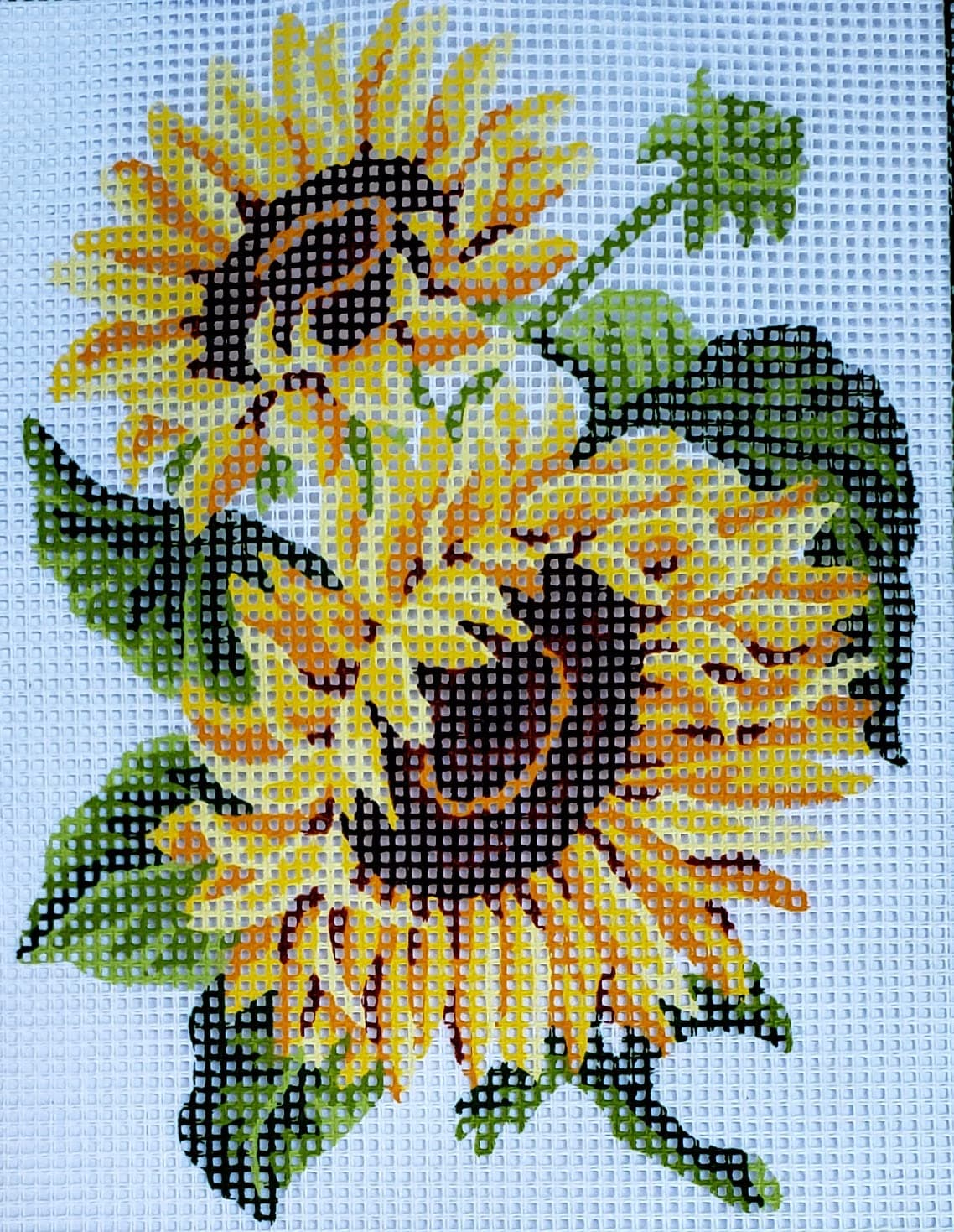 Half Cross Stitch Printed Canvas Kit 43102 Sunflowers - Design Size 14x18cms all materials included