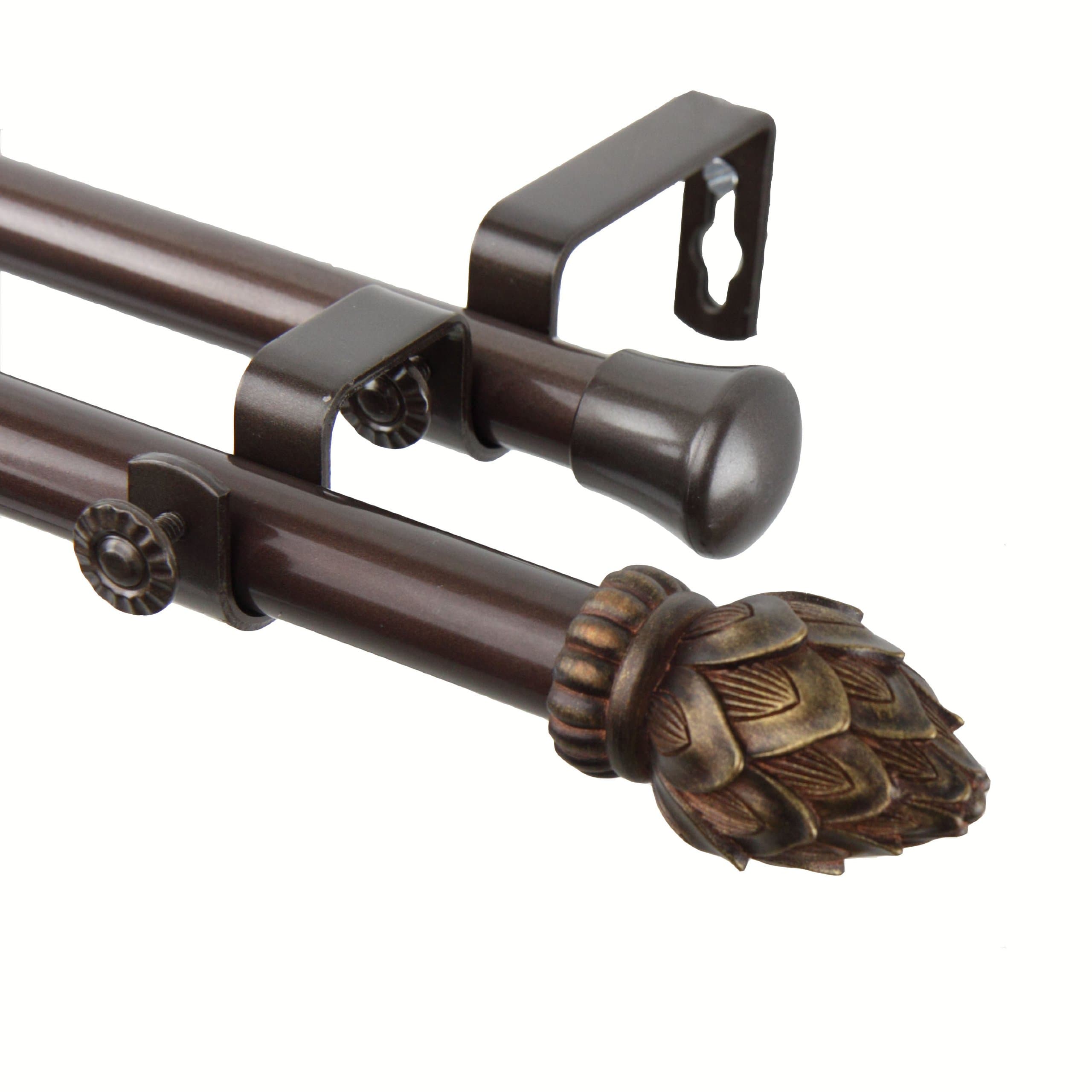 Rod Desyne Bud Double Curtain Rod, 120 by 170-Inch, Cocoa