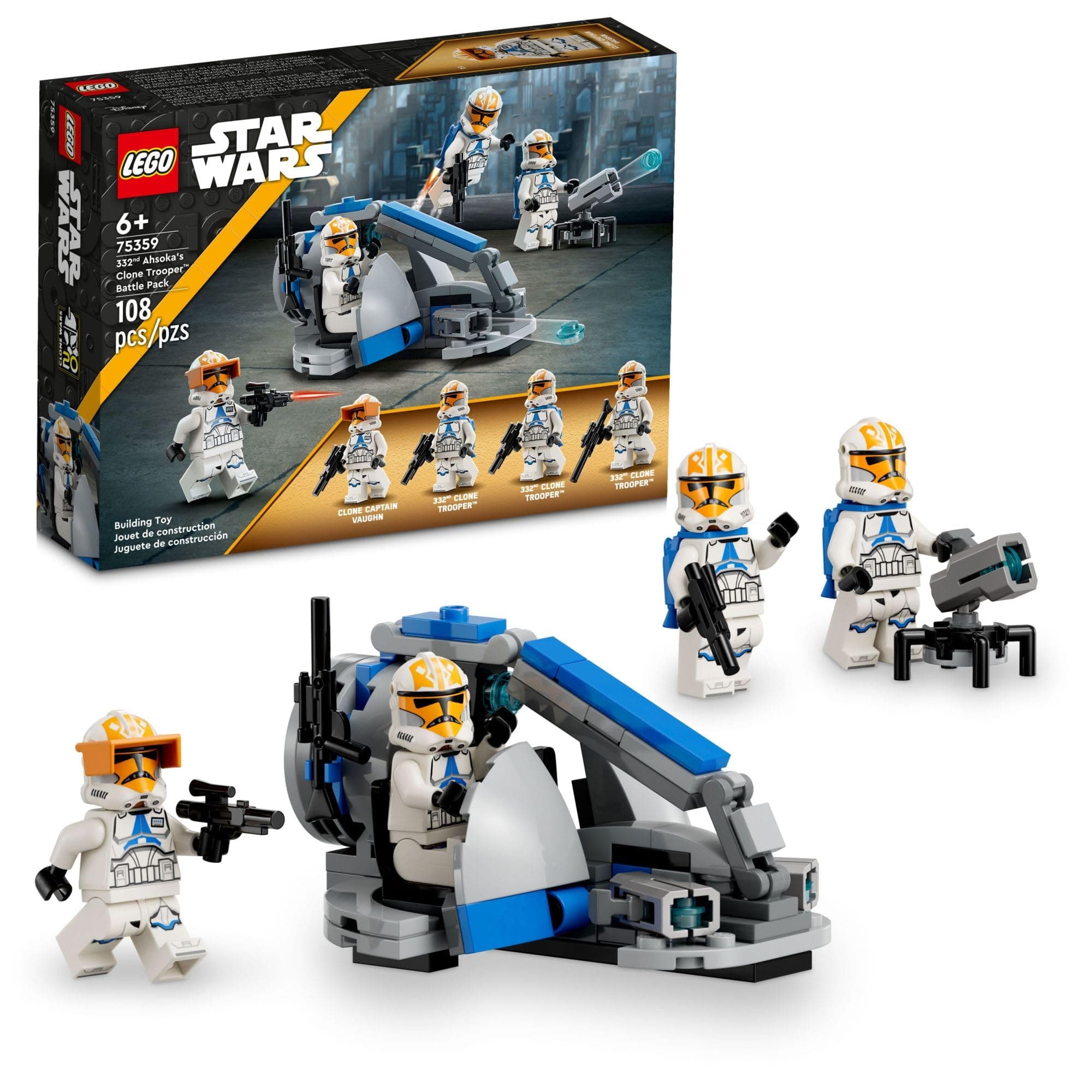 Star Wars 332nd Ahsoka’s Clone Trooper Battle Pack 75359 Building Toy Set with 4 Star Wars Figures Including Clone Captain Vaughn, Star Wars Toy for Kids Ages 6-8 or any Fan of The Clone Wars