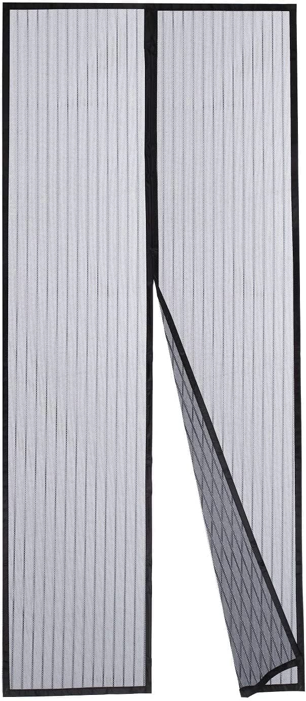 Magic Mesh Magnetic Mosquito Screen Door Net Curtain with Magnets Reinforced Polyester Mesh Curtain Back Door Mesh with Full Frame Hook & Loop