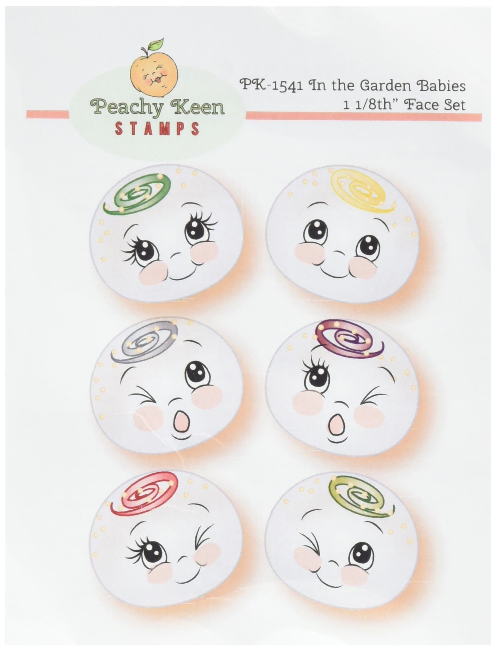 Peachy Keen Stamps Clear Face Assortment in The Garden Babies, Acrylic, Multicoloured, 0.09 x 4.4 x 6.65 cm