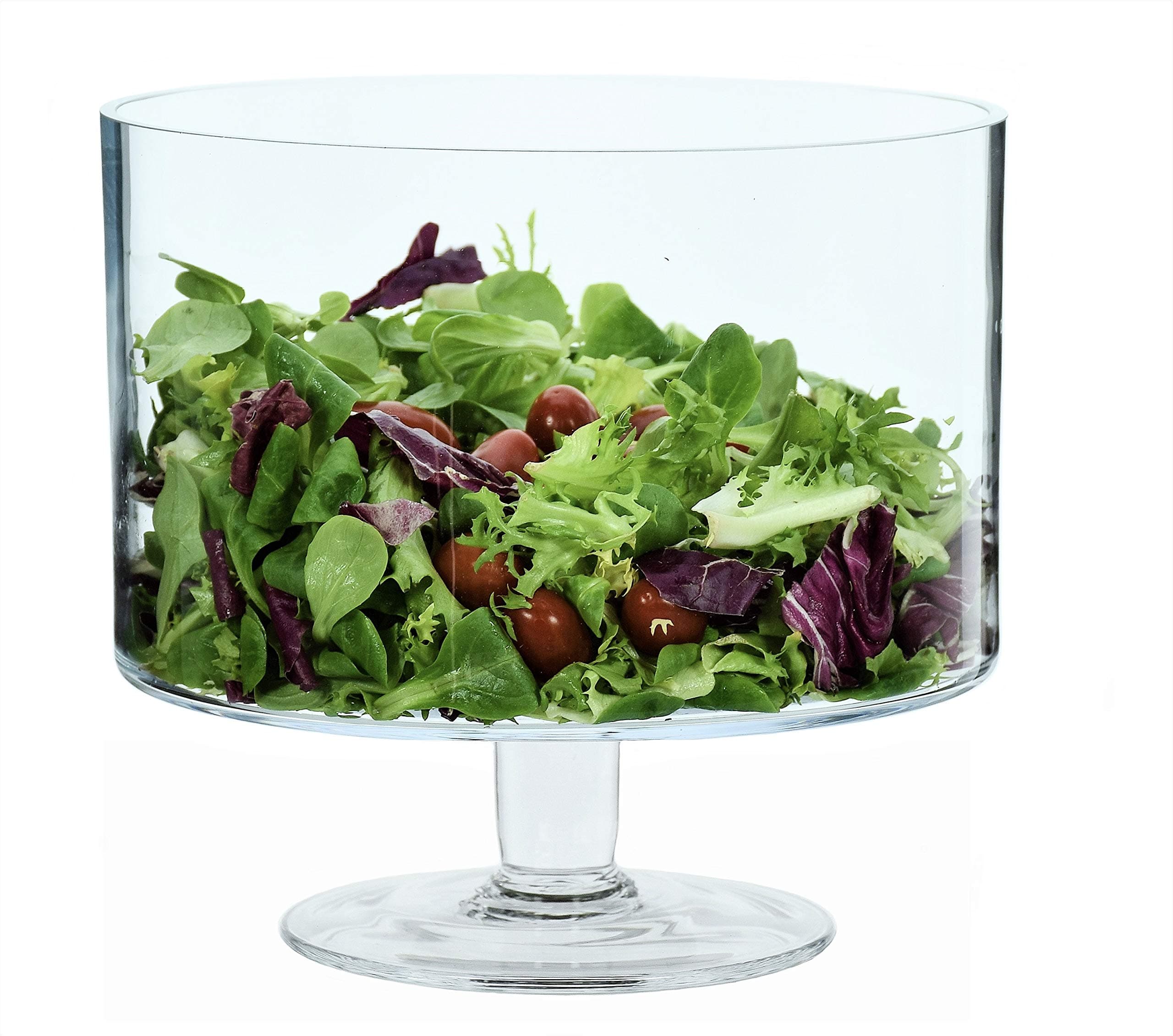 SOLAVIA Transparent Large Glass Footed Dessert Bowl H21.5cm D21cm UNA Trifle Bowl, 4 L Serve Bowl