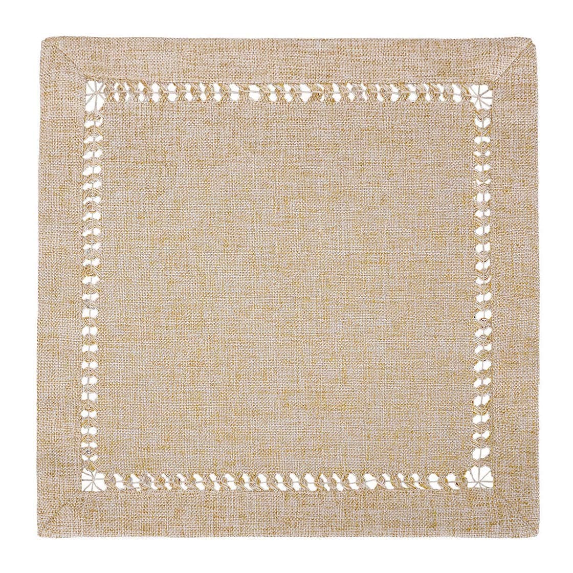 Grelucgo Handmade Hemstitch Beige Napkins (4 Pieces 18 x 18 Napkins)