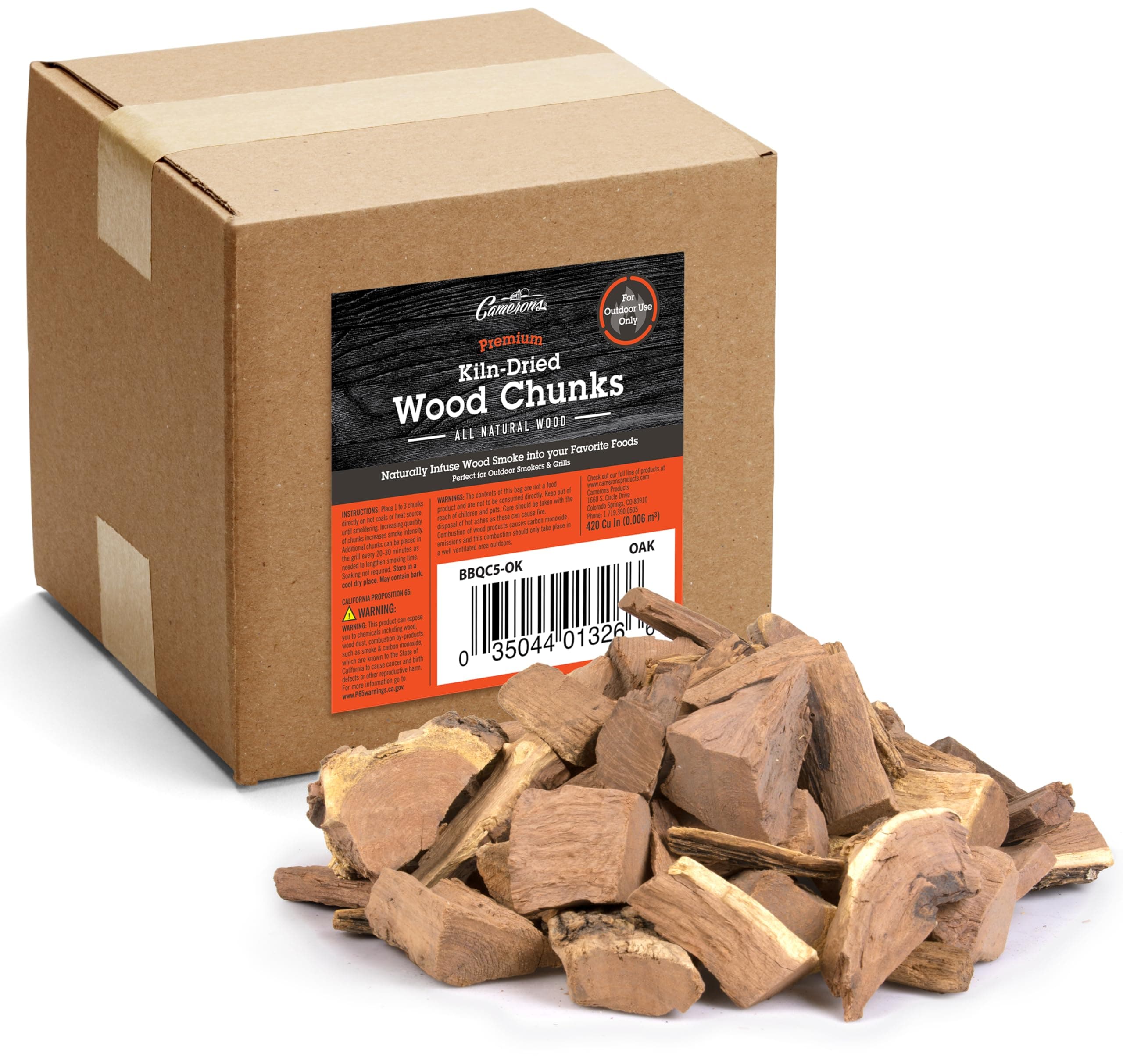 Camerons BBQC5-OK Outdoor BBQ Chunks Oak-420 Cubic Inch (Approx. 5 lb Bag), Natural