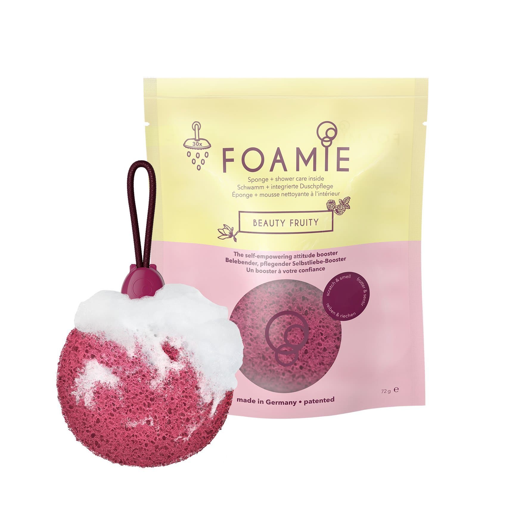 Foamie Beauty Fruity Sponge with Integrated Shower Care, Fruity Scented Cream Foam