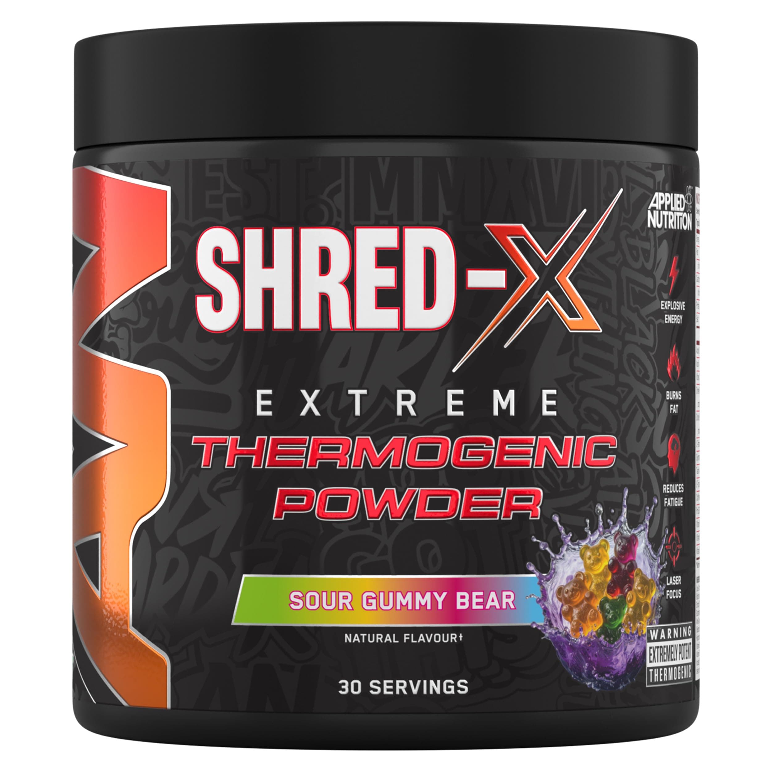 Shred X Fat Burner - ABE All Black Everything Fat Burner, Thermo Weight Management (300g - 30 Servings) (Sour Gummy Bear)