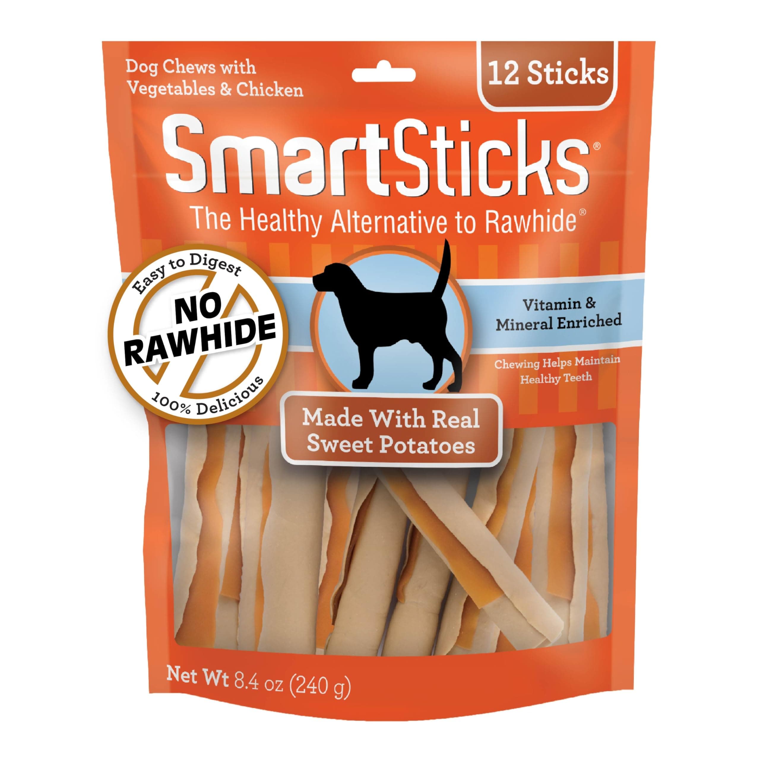 SmartSticks, Treat Your Dog to a Rawhide-Free Chew Made With Real Meat and Vegetables 12 Count (Pack of 1)