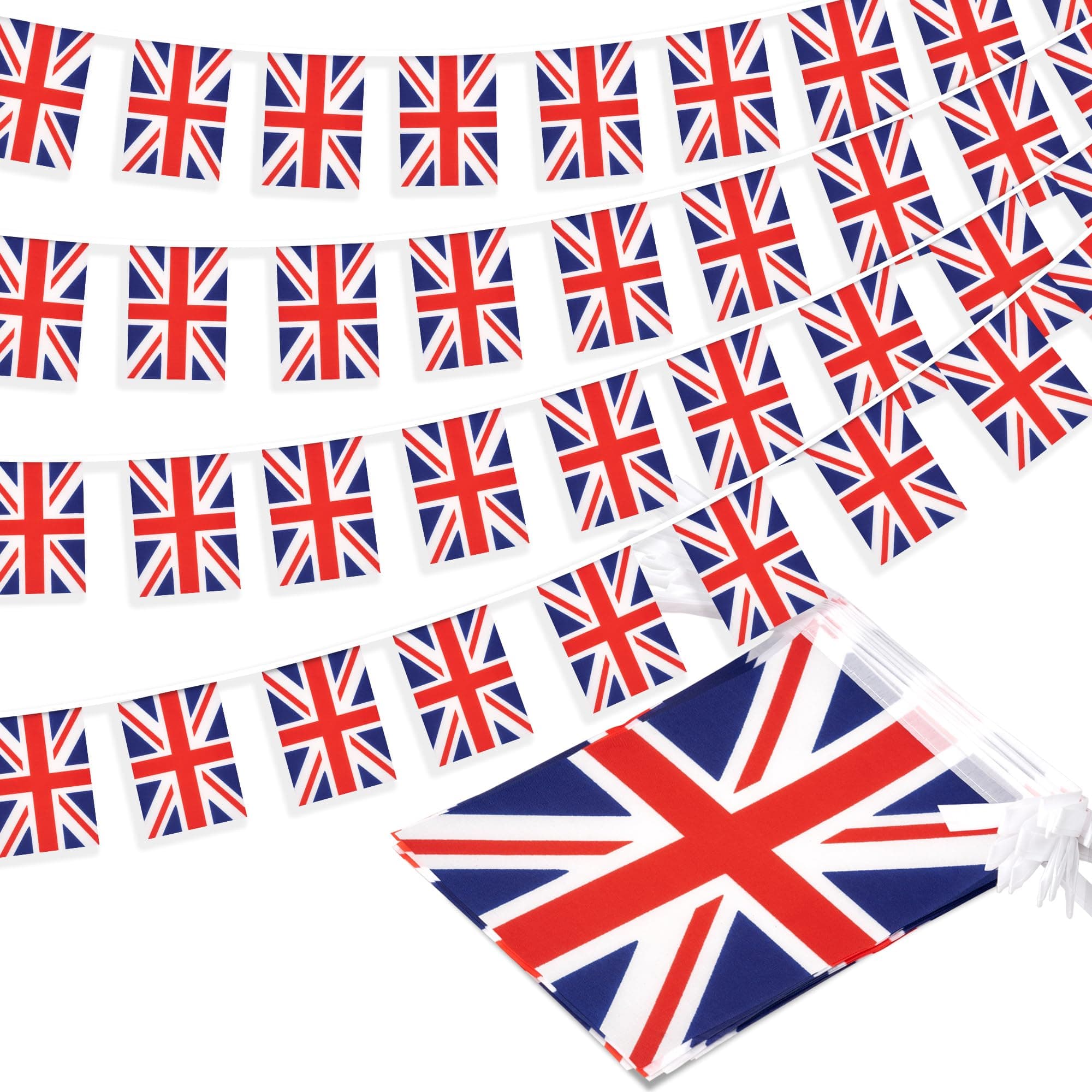 United Kingdom Union Jack String Flag Britain Pennant Banner, Small Mini UK British Flags English Bunting Banner, National Country Decoration for School, Party, Sports Events, 33 Feet 30 Flags