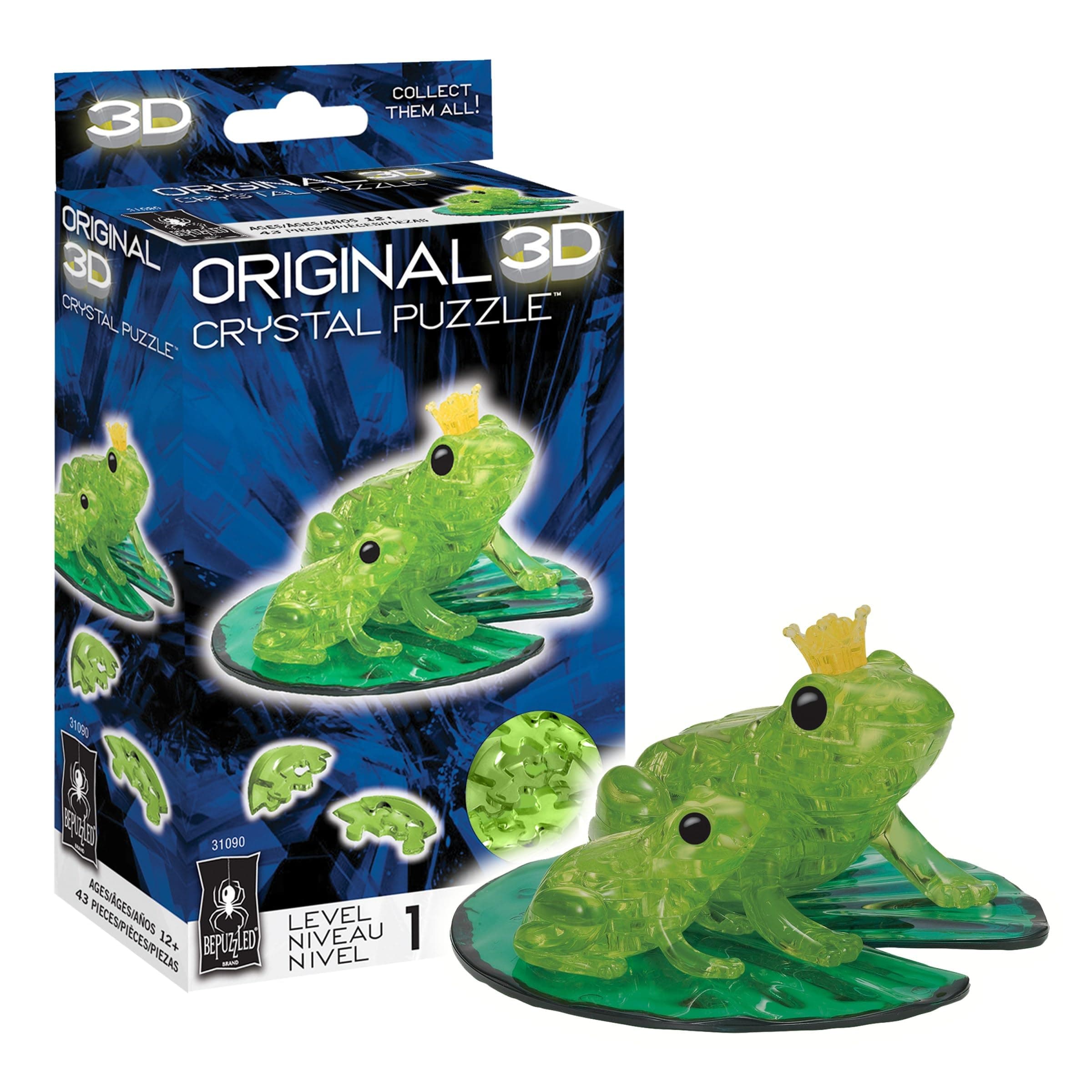 BePuzzled | Frog Standard Original 3D Crystal Puzzle, Ages 12 and Up