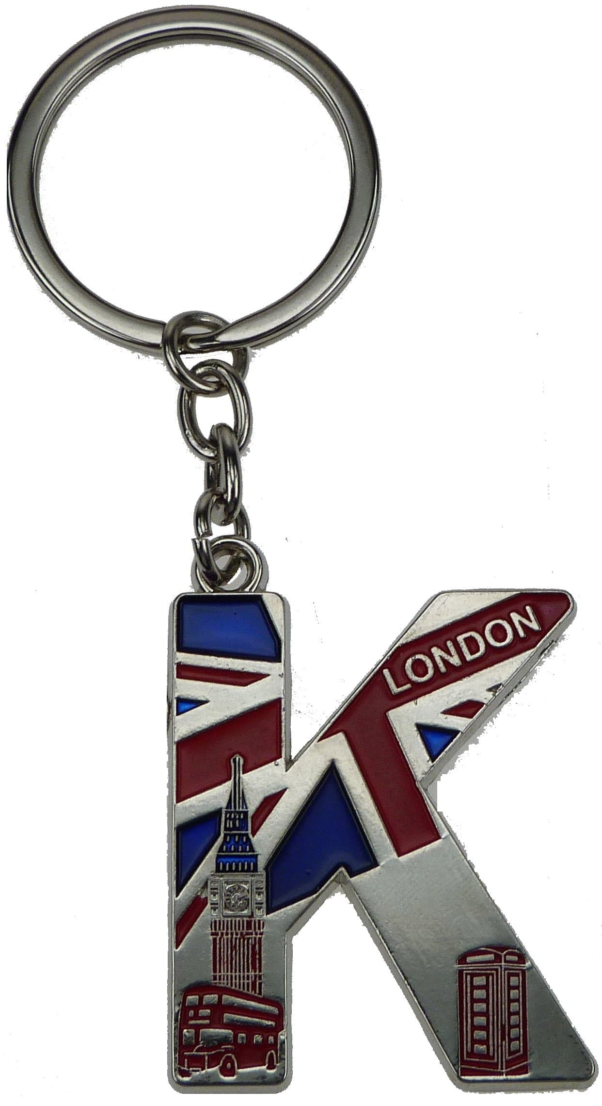 London Landmark Souvenir Alphabet Letters Name Sign Metal Key Ring Chain - A to Z (K)